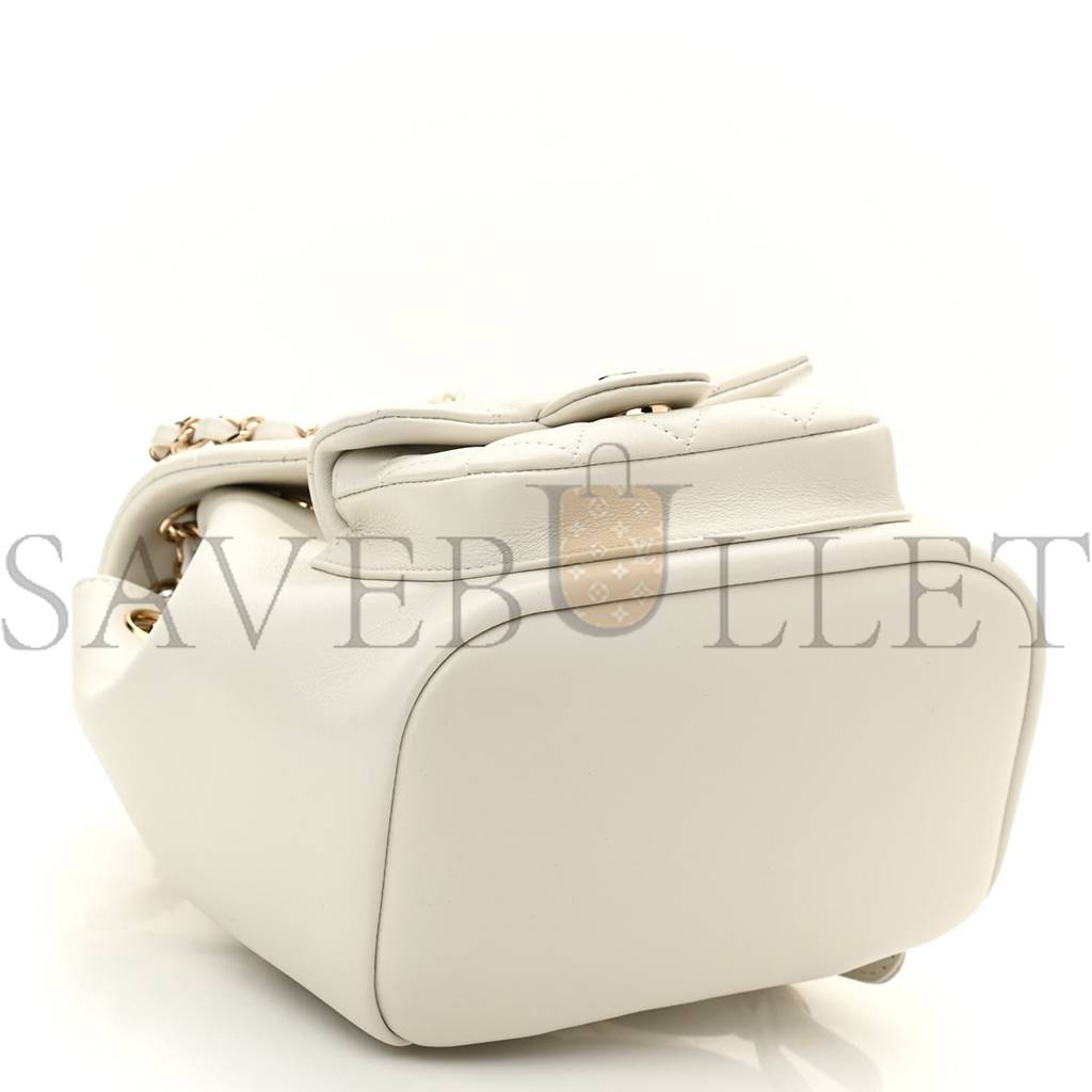 CHANEL LAMBSKIN QUILTED SMALL DUMA DRAWSTRING BACKPACK WHITE (19*17*12cm) CHANEL LAMBSKIN QUILTED SMALL DUMA DRAWSTRING BACKPACK WHITE (19*17*12cm)