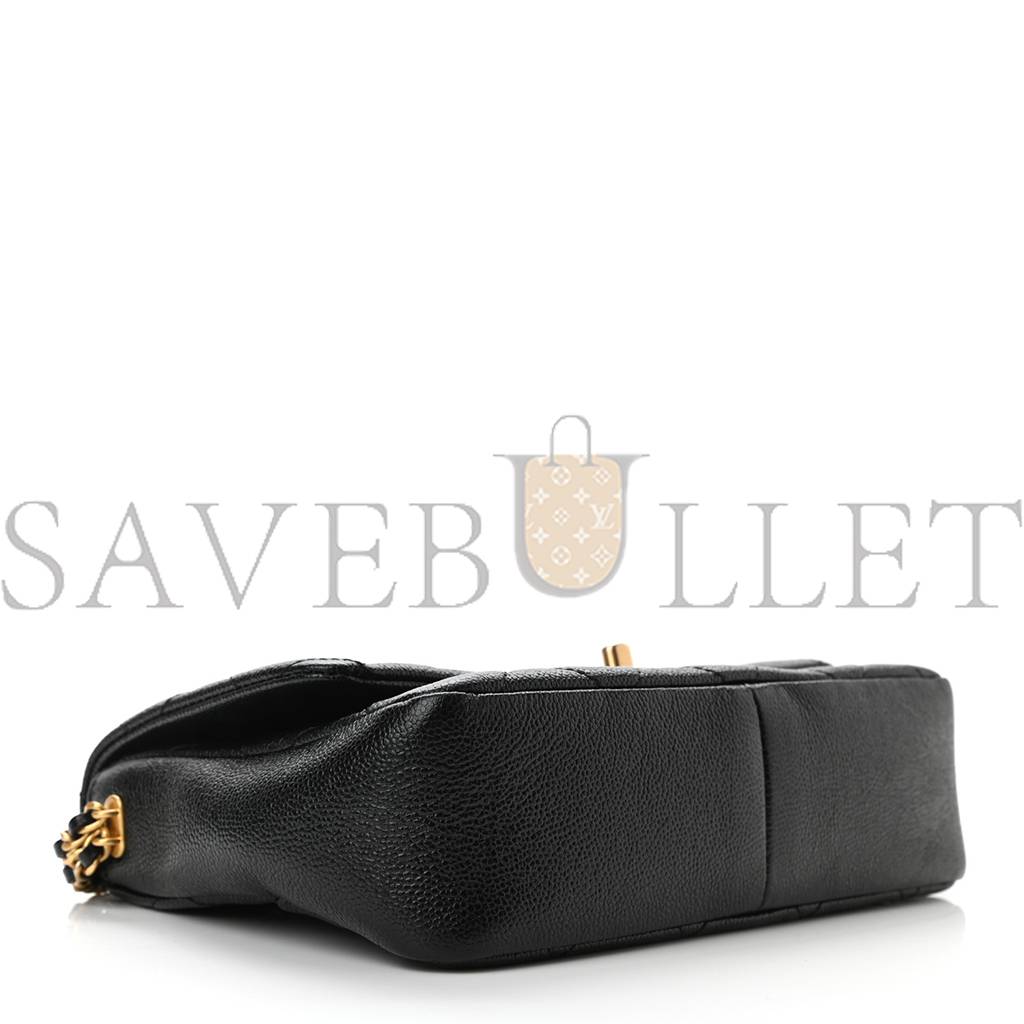 CHANEL SHINY CAVIAR QUILTED SMALL CHAIN MELODY FLAP BLACK GOLD HARDWARE (22*15*6cm) CHANEL SHINY CAVIAR QUILTED SMALL CHAIN MELODY FLAP BLACK GOLD HARDWARE (22*15*6cm)