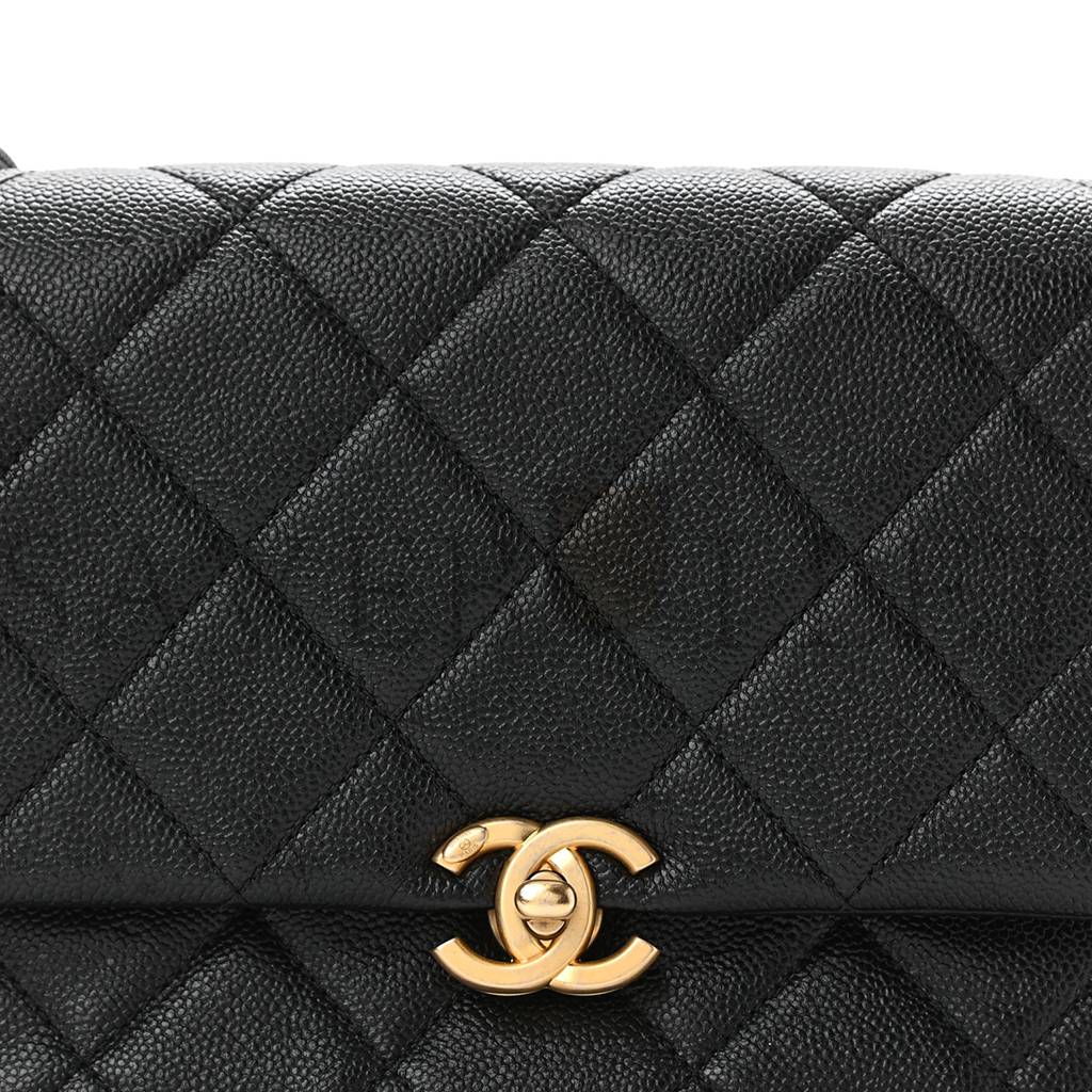 CHANEL SHINY CAVIAR QUILTED SMALL CHAIN MELODY FLAP BLACK GOLD HARDWARE (22*15*6cm) CHANEL SHINY CAVIAR QUILTED SMALL CHAIN MELODY FLAP BLACK GOLD HARDWARE (22*15*6cm)