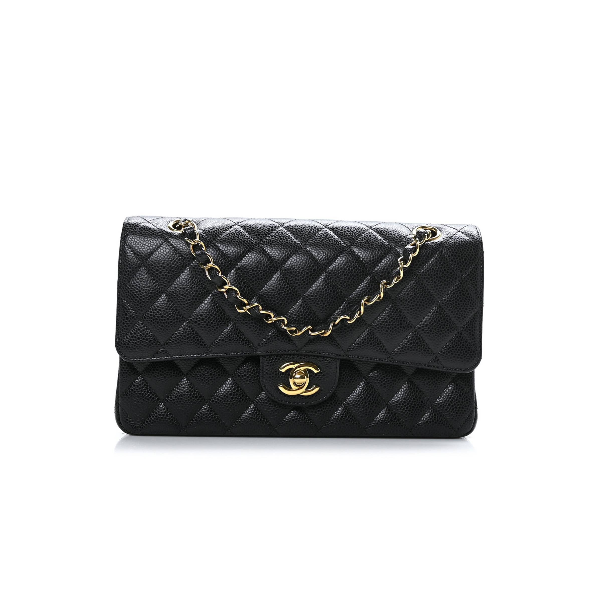 CHANEL CAVIAR QUILTED MEDIUM DOUBLE FLAP BLACK GOLD HARDWARE (25*16*6cm) CHANEL CAVIAR QUILTED MEDIUM DOUBLE FLAP BLACK GOLD HARDWARE (25*16*6cm)