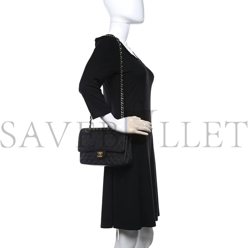 CHANEL CAVIAR QUILTED MEDIUM DOUBLE FLAP BLACK GOLD HARDWARE (25*16*6cm) CHANEL CAVIAR QUILTED MEDIUM DOUBLE FLAP BLACK GOLD HARDWARE (25*16*6cm)