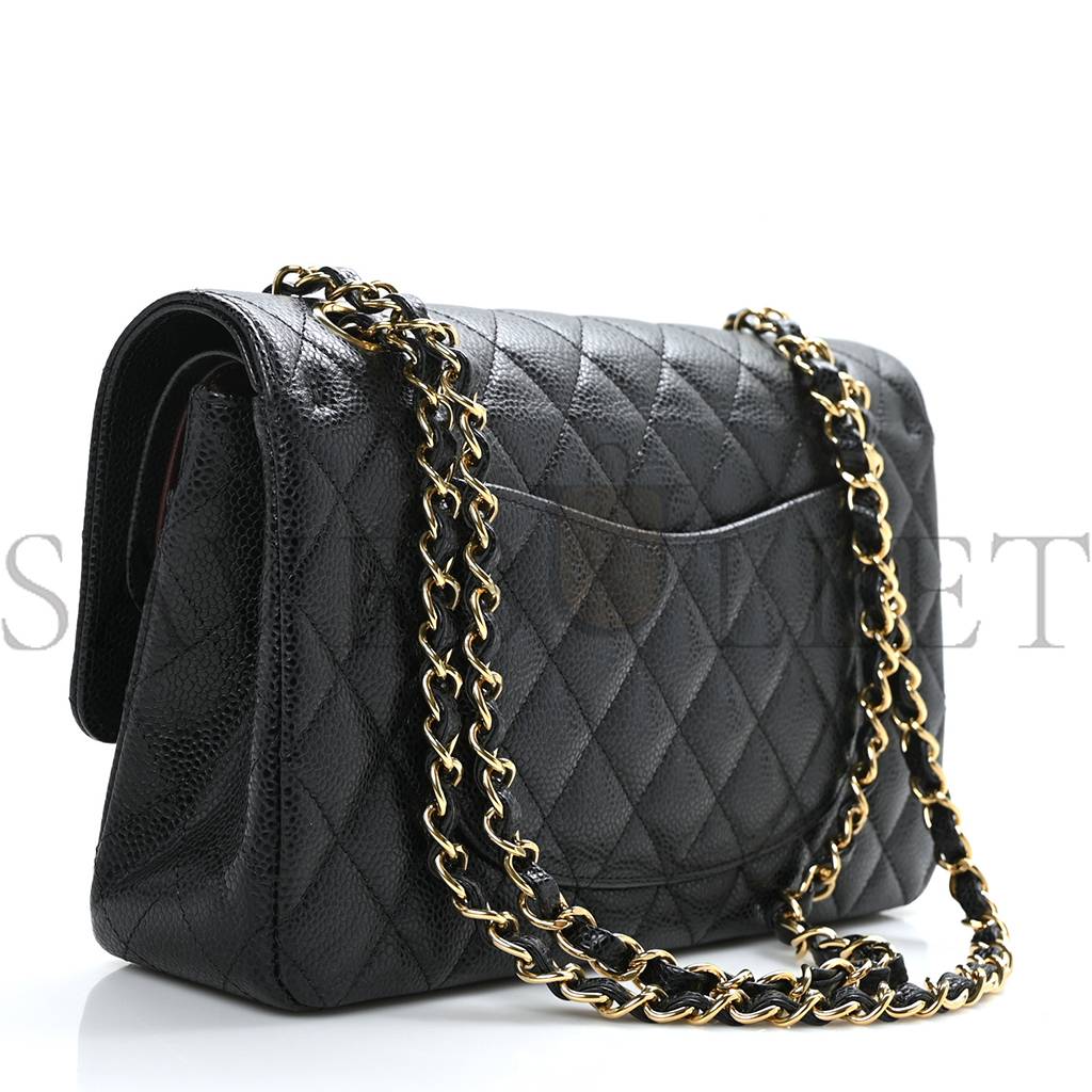 CHANEL CAVIAR QUILTED MEDIUM DOUBLE FLAP BLACK GOLD HARDWARE (25*16*6cm) CHANEL CAVIAR QUILTED MEDIUM DOUBLE FLAP BLACK GOLD HARDWARE (25*16*6cm)