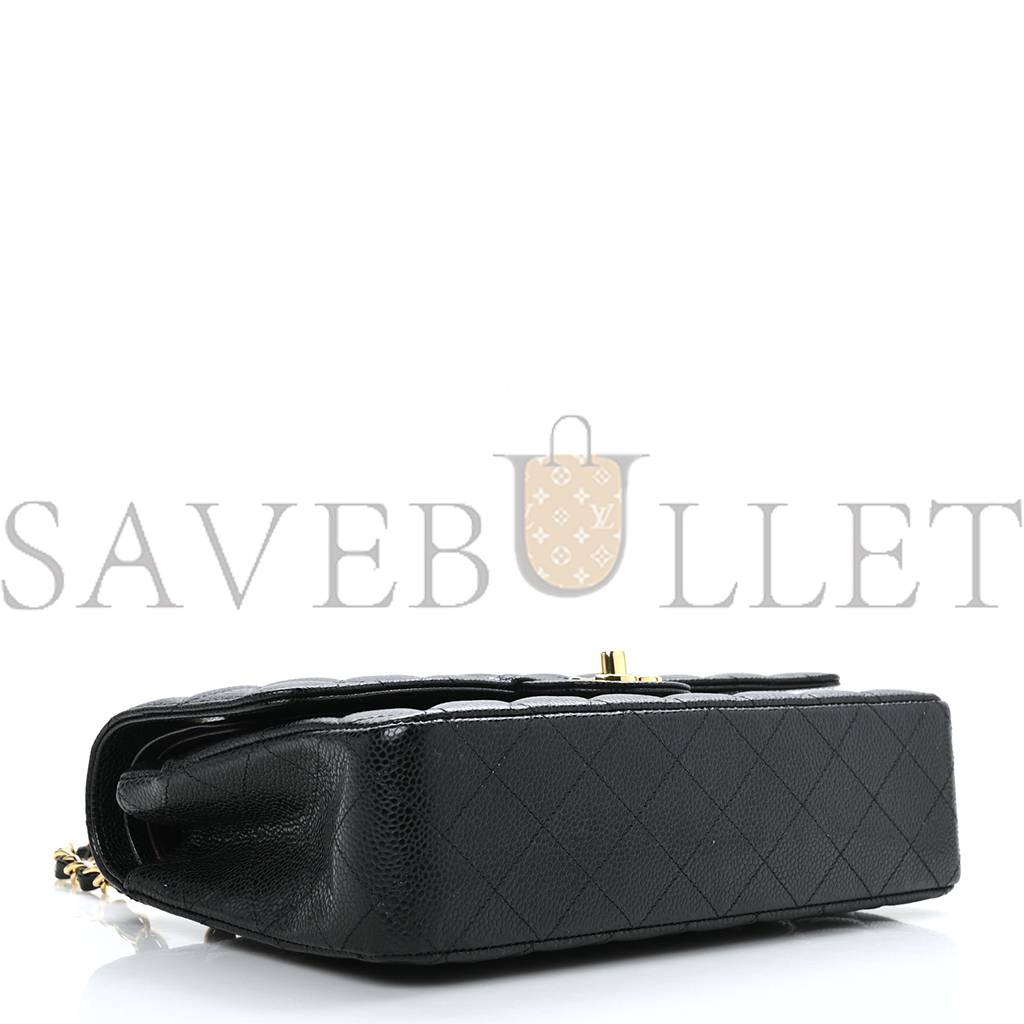 CHANEL CAVIAR QUILTED MEDIUM DOUBLE FLAP BLACK GOLD HARDWARE (25*16*6cm) CHANEL CAVIAR QUILTED MEDIUM DOUBLE FLAP BLACK GOLD HARDWARE (25*16*6cm)
