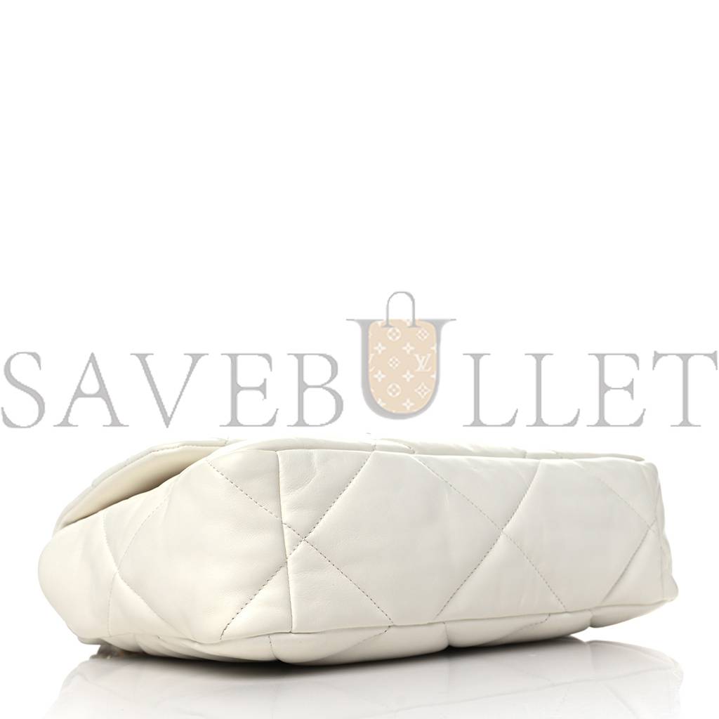 CHANEL LAMBSKIN QUILTED LARGE CHANEL 19 FLAP WHITE GOLD HARDWARE (30*20*9cm) CHANEL LAMBSKIN QUILTED LARGE CHANEL 19 FLAP WHITE GOLD HARDWARE (30*20*9cm)