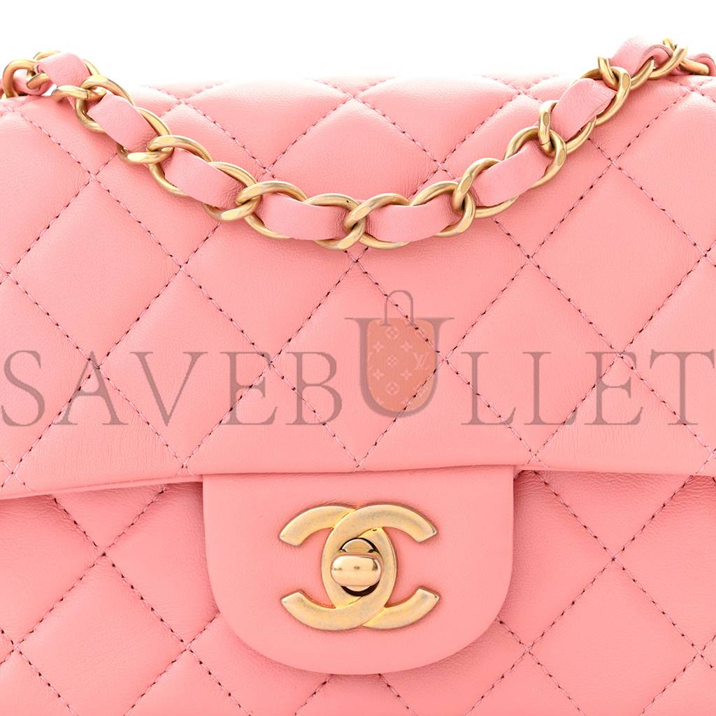 CHANEL LAMBSKIN QUILTED MINI RECTANGULAR FLAP PINK GOLD HARDWARE (20*11*6cm) CHANEL LAMBSKIN QUILTED MINI RECTANGULAR FLAP PINK GOLD HARDWARE (20*11*6cm)