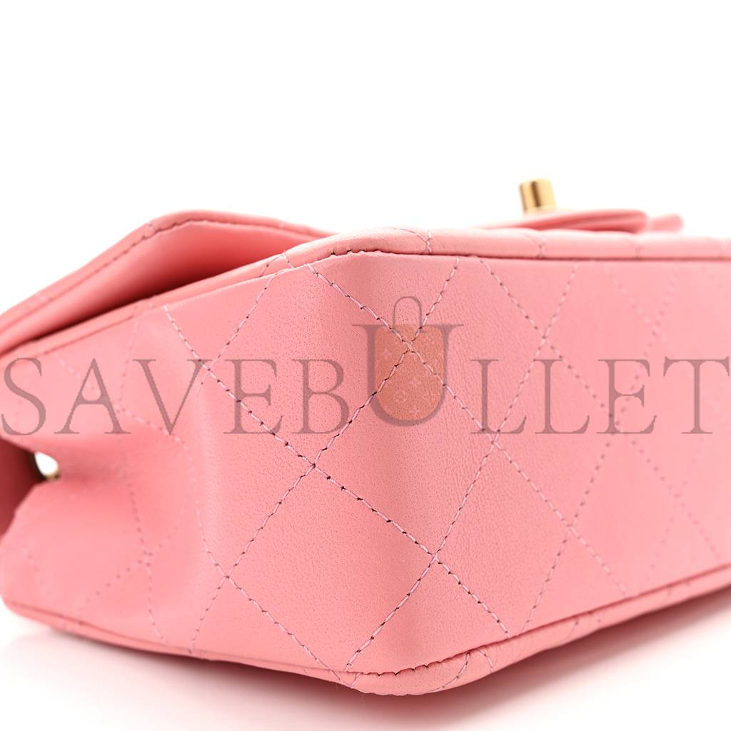 CHANEL LAMBSKIN QUILTED MINI RECTANGULAR FLAP PINK GOLD HARDWARE (20*11*6cm) CHANEL LAMBSKIN QUILTED MINI RECTANGULAR FLAP PINK GOLD HARDWARE (20*11*6cm)