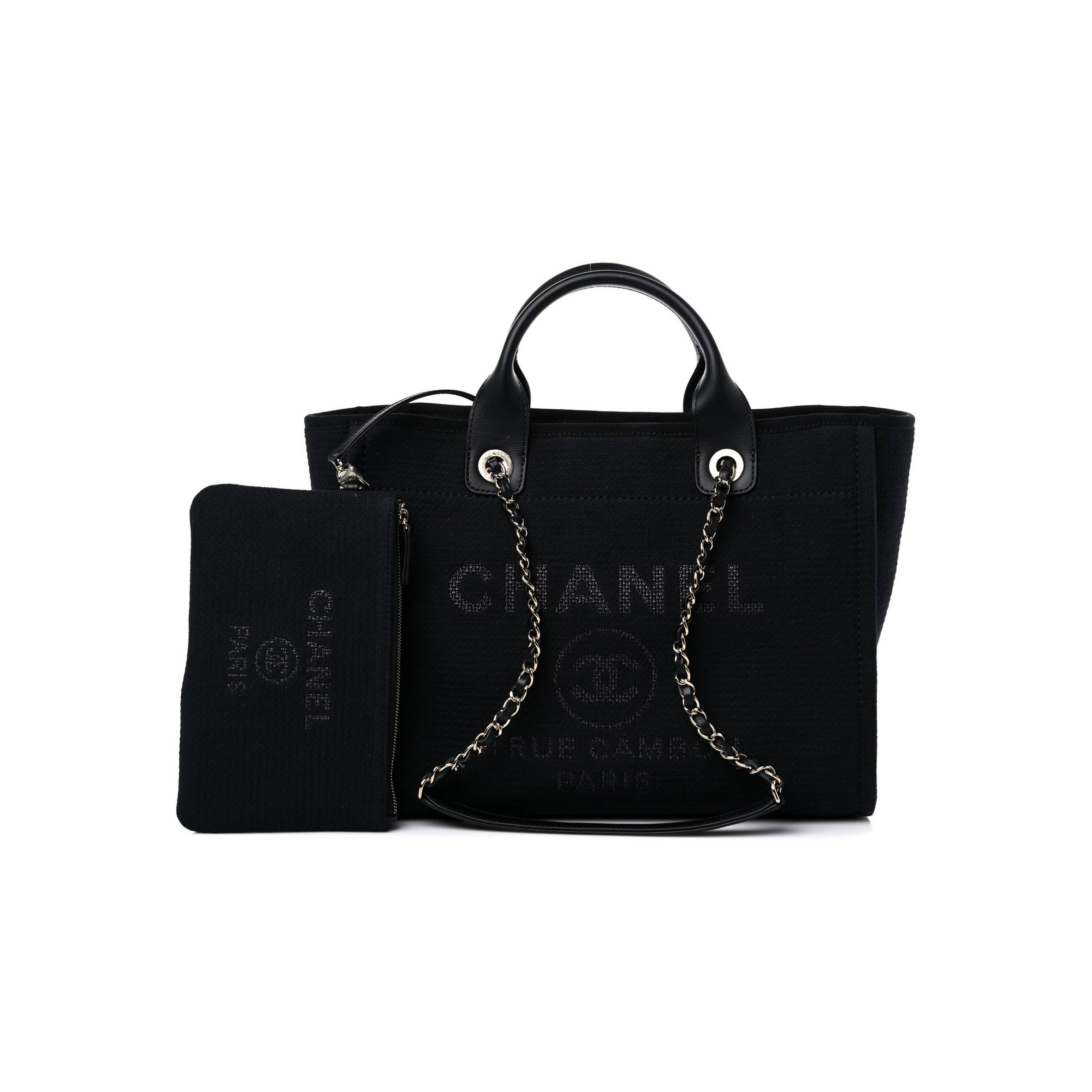 CHANEL MIXED FIBERS SMALL DEAUVILLE TOTE BLACK (34*29*15cm) CHANEL MIXED FIBERS SMALL DEAUVILLE TOTE BLACK (34*29*15cm)