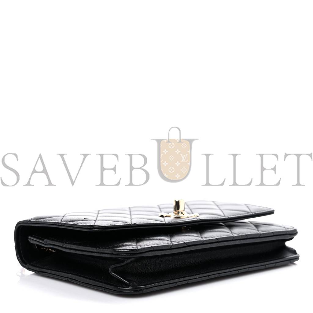 CHANEL LAMBSKIN QUILTED TRENDY CC WALLET ON CHAIN WOC BLACK ROSE GOLD HARDWARE (19*13*4cm) CHANEL LAMBSKIN QUILTED TRENDY CC WALLET ON CHAIN WOC BLACK ROSE GOLD HARDWARE (19*13*4cm)