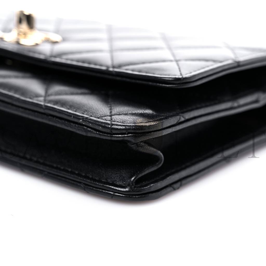 CHANEL LAMBSKIN QUILTED TRENDY CC WALLET ON CHAIN WOC BLACK ROSE GOLD HARDWARE (19*13*4cm) CHANEL LAMBSKIN QUILTED TRENDY CC WALLET ON CHAIN WOC BLACK ROSE GOLD HARDWARE (19*13*4cm)