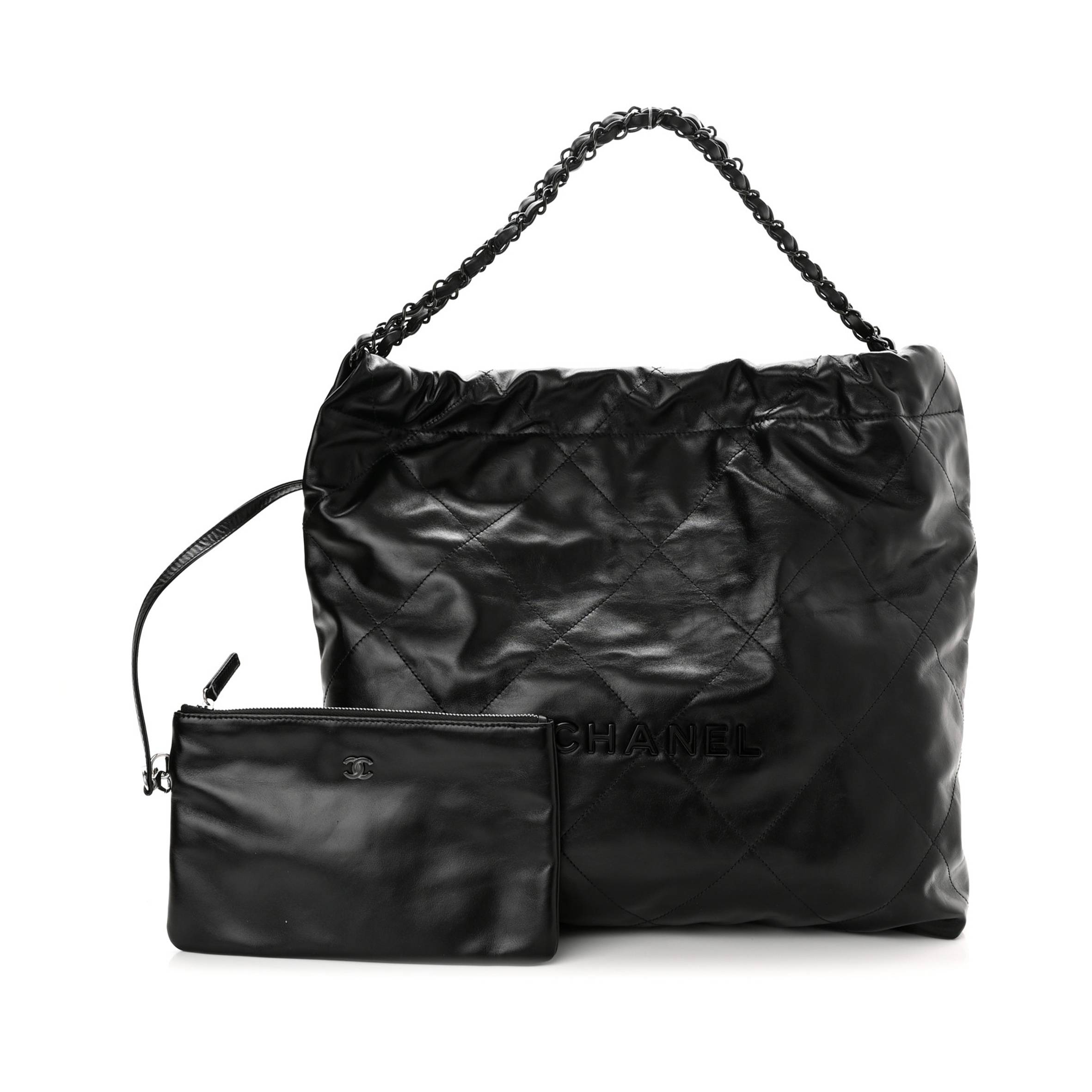 CHANEL SHINY CALFSKIN QUILTED CHANEL 22 SO BLACK BLACK HARDWARE (37*35*7cm) CHANEL SHINY CALFSKIN QUILTED CHANEL 22 SO BLACK BLACK HARDWARE (37*35*7cm)