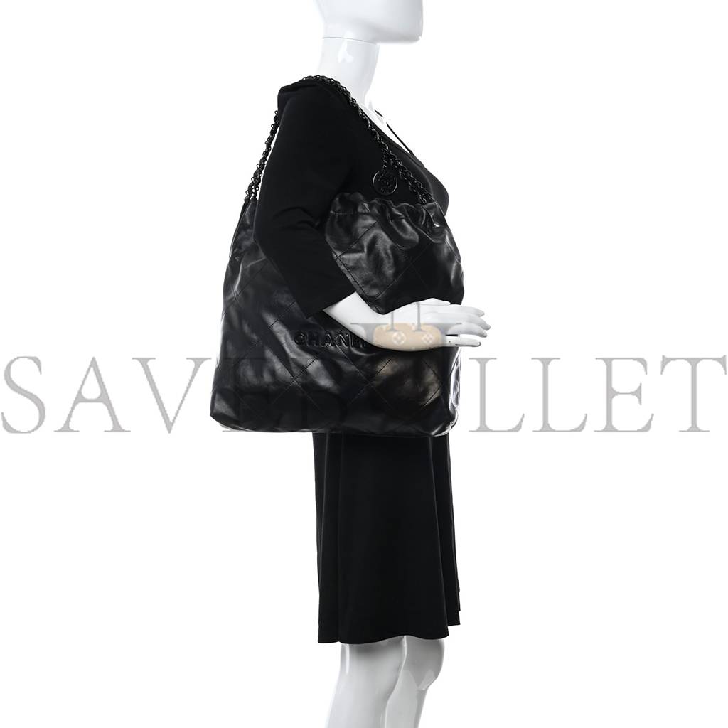 CHANEL SHINY CALFSKIN QUILTED CHANEL 22 SO BLACK BLACK HARDWARE (37*35*7cm) CHANEL SHINY CALFSKIN QUILTED CHANEL 22 SO BLACK BLACK HARDWARE (37*35*7cm)