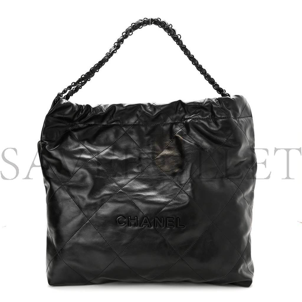 CHANEL SHINY CALFSKIN QUILTED CHANEL 22 SO BLACK BLACK HARDWARE (37*35*7cm) CHANEL SHINY CALFSKIN QUILTED CHANEL 22 SO BLACK BLACK HARDWARE (37*35*7cm)