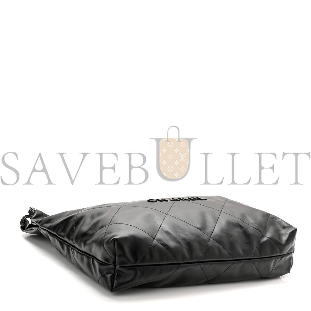 CHANEL SHINY CALFSKIN QUILTED CHANEL 22 SO BLACK BLACK HARDWARE (37*35*7cm) CHANEL SHINY CALFSKIN QUILTED CHANEL 22 SO BLACK BLACK HARDWARE (37*35*7cm)