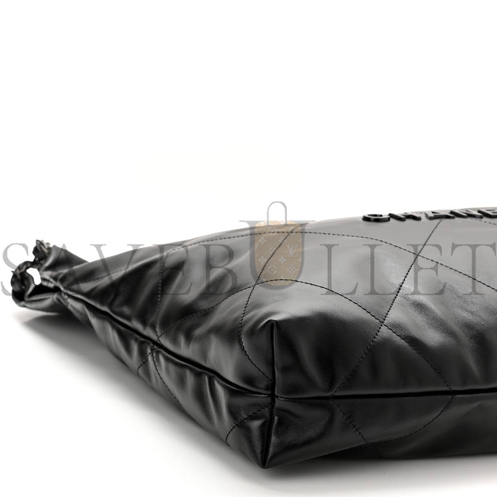 CHANEL SHINY CALFSKIN QUILTED CHANEL 22 SO BLACK BLACK HARDWARE (37*35*7cm) CHANEL SHINY CALFSKIN QUILTED CHANEL 22 SO BLACK BLACK HARDWARE (37*35*7cm)