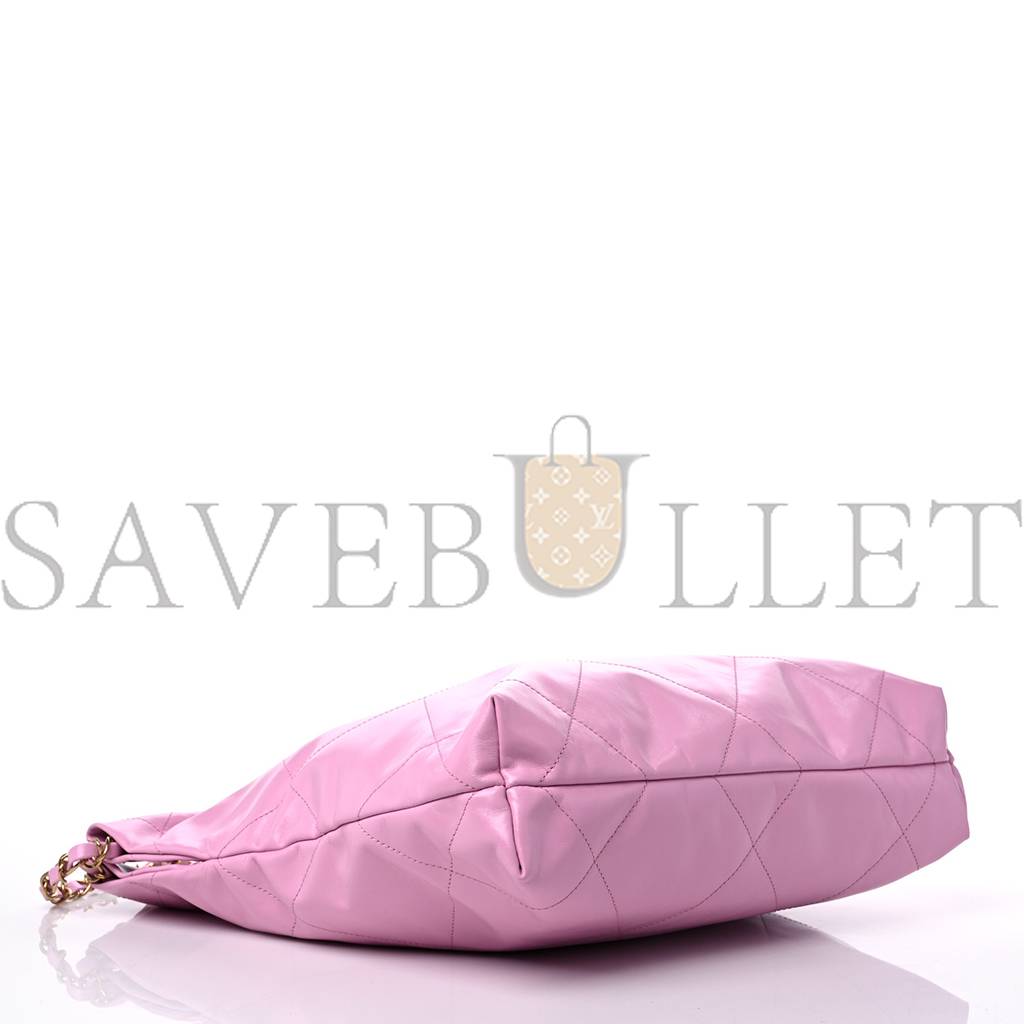 CHANEL SHINY CALFSKIN QUILTED SMALL CHANEL 22 PINK GOLD HARDWARE (37*35*7cm) CHANEL SHINY CALFSKIN QUILTED SMALL CHANEL 22 PINK GOLD HARDWARE (37*35*7cm)