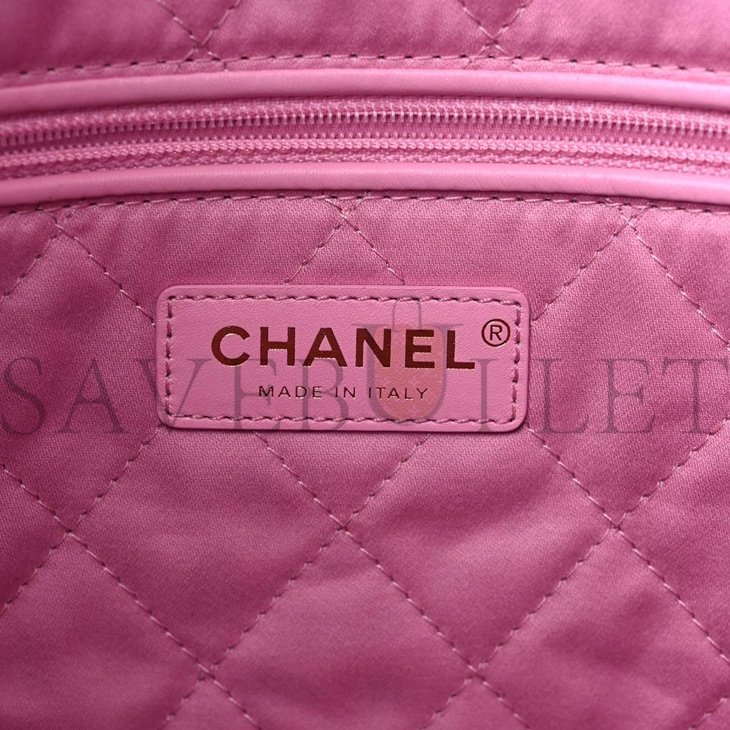 CHANEL SHINY CALFSKIN QUILTED SMALL CHANEL 22 PINK GOLD HARDWARE (37*35*7cm) CHANEL SHINY CALFSKIN QUILTED SMALL CHANEL 22 PINK GOLD HARDWARE (37*35*7cm)