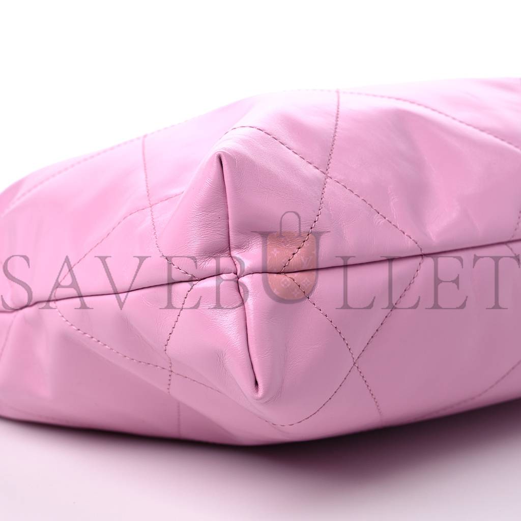 CHANEL SHINY CALFSKIN QUILTED SMALL CHANEL 22 PINK GOLD HARDWARE (37*35*7cm) CHANEL SHINY CALFSKIN QUILTED SMALL CHANEL 22 PINK GOLD HARDWARE (37*35*7cm)
