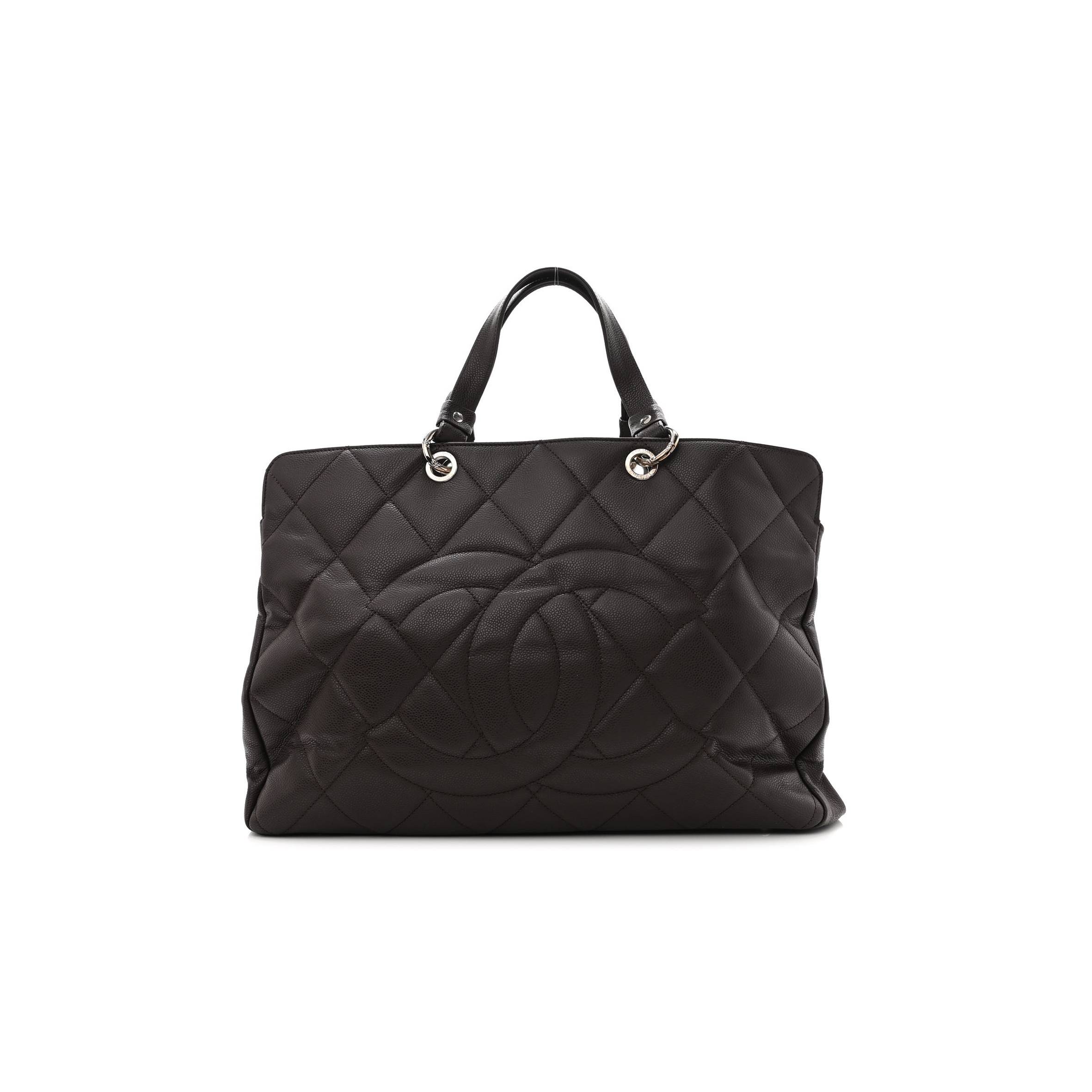 CHANEL CAVIAR QUILTED XL TIMELESS CC SOFT TOTE DARK BROWN (33*20*13cm) CHANEL CAVIAR QUILTED XL TIMELESS CC SOFT TOTE DARK BROWN (33*20*13cm)