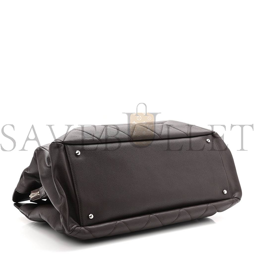 CHANEL CAVIAR QUILTED XL TIMELESS CC SOFT TOTE DARK BROWN (33*20*13cm) CHANEL CAVIAR QUILTED XL TIMELESS CC SOFT TOTE DARK BROWN (33*20*13cm)