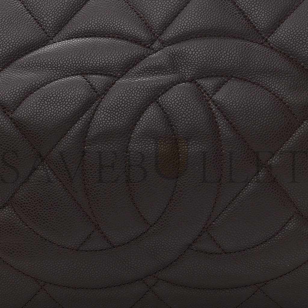 CHANEL CAVIAR QUILTED XL TIMELESS CC SOFT TOTE DARK BROWN (33*20*13cm) CHANEL CAVIAR QUILTED XL TIMELESS CC SOFT TOTE DARK BROWN (33*20*13cm)