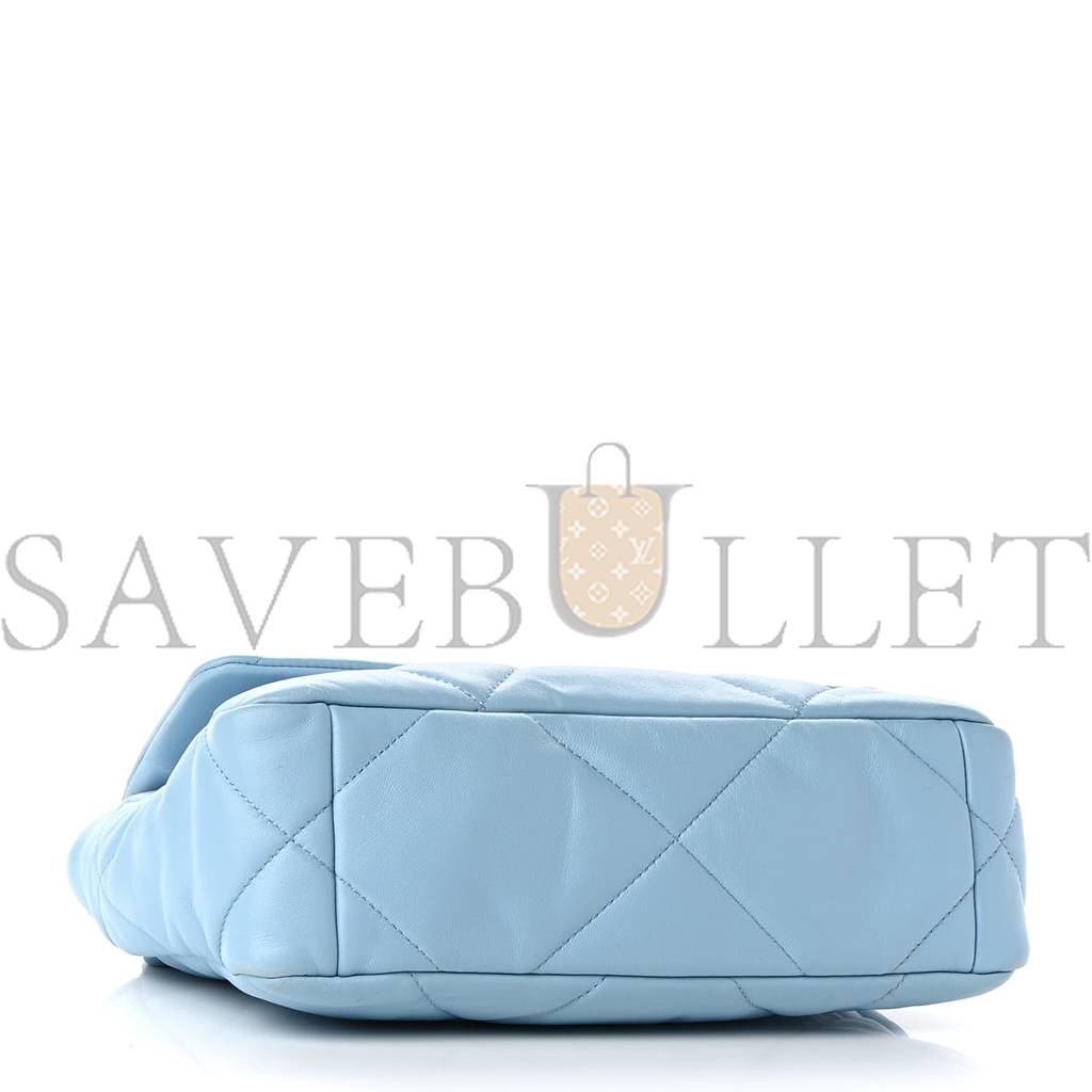 CHANEL LAMBSKIN QUILTED MEDIUM CHANEL 19 FLAP LIGHT BLUE SILVER HARDWARE (25*17*8cm) CHANEL LAMBSKIN QUILTED MEDIUM CHANEL 19 FLAP LIGHT BLUE SILVER HARDWARE (25*17*8cm)