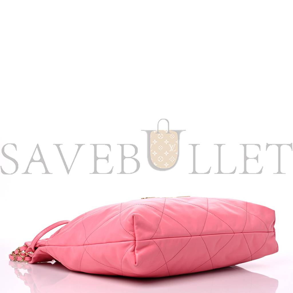 CHANEL SHINY CALFSKIN QUILTED CHANEL 22 DRAWSTRING BAG CORAL PINK GOLD HARDWARE (42*39*8cm) CHANEL SHINY CALFSKIN QUILTED CHANEL 22 DRAWSTRING BAG CORAL PINK GOLD HARDWARE (42*39*8cm)
