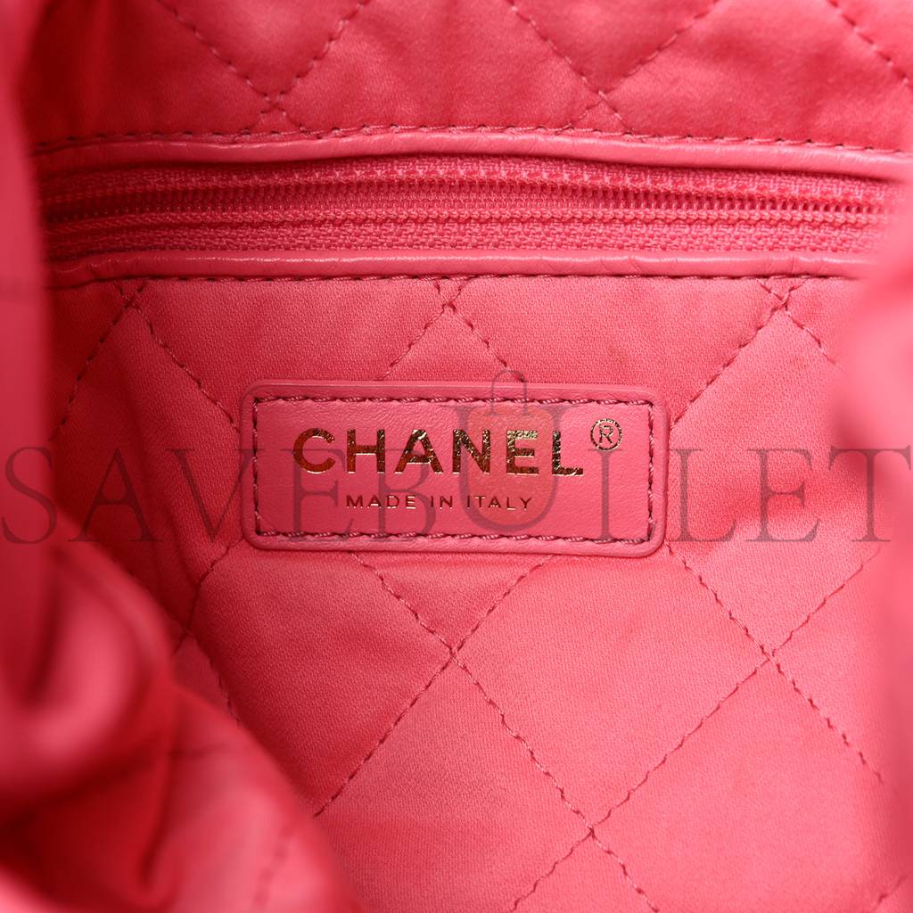 CHANEL SHINY CALFSKIN QUILTED CHANEL 22 DRAWSTRING BAG CORAL PINK GOLD HARDWARE (42*39*8cm) CHANEL SHINY CALFSKIN QUILTED CHANEL 22 DRAWSTRING BAG CORAL PINK GOLD HARDWARE (42*39*8cm)