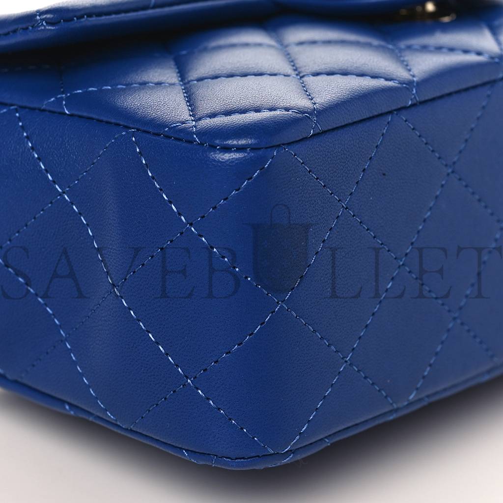 CHANEL LAMBSKIN QUILTED MINI TOP HANDLE RECTANGULAR FLAP BLUE ROSE GOLD HARDWARE (20*12*6cm) CHANEL LAMBSKIN QUILTED MINI TOP HANDLE RECTANGULAR FLAP BLUE ROSE GOLD HARDWARE (20*12*6cm)