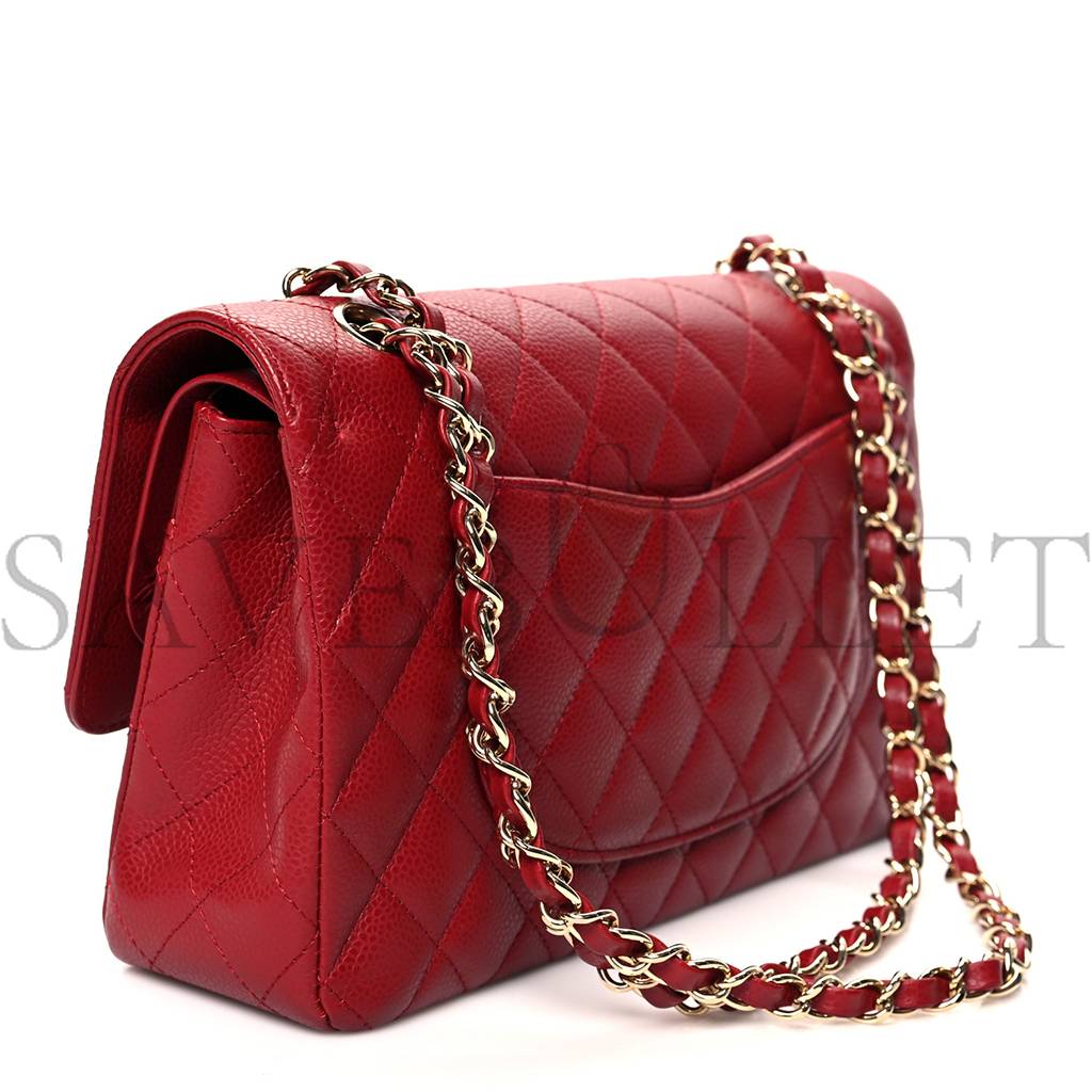 CHANEL CAVIAR QUILTED MEDIUM DOUBLE FLAP DARK RED GOLD HARDWARE (25*15*6cm) CHANEL CAVIAR QUILTED MEDIUM DOUBLE FLAP DARK RED GOLD HARDWARE (25*15*6cm)