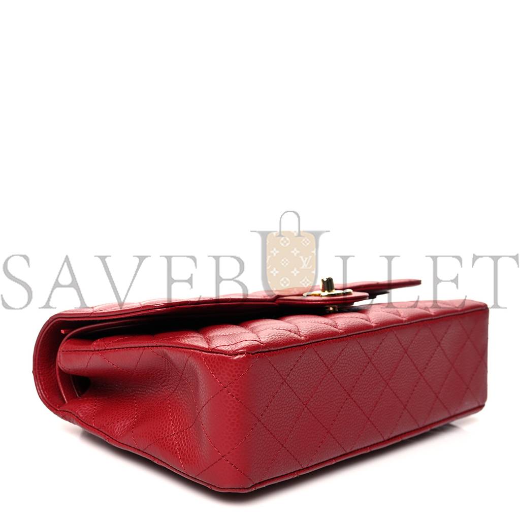 CHANEL CAVIAR QUILTED MEDIUM DOUBLE FLAP DARK RED GOLD HARDWARE (25*15*6cm) CHANEL CAVIAR QUILTED MEDIUM DOUBLE FLAP DARK RED GOLD HARDWARE (25*15*6cm)