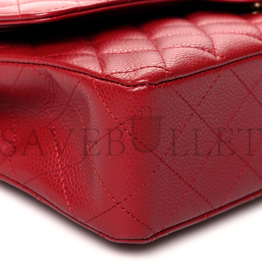 CHANEL CAVIAR QUILTED MEDIUM DOUBLE FLAP DARK RED GOLD HARDWARE (25*15*6cm) CHANEL CAVIAR QUILTED MEDIUM DOUBLE FLAP DARK RED GOLD HARDWARE (25*15*6cm)