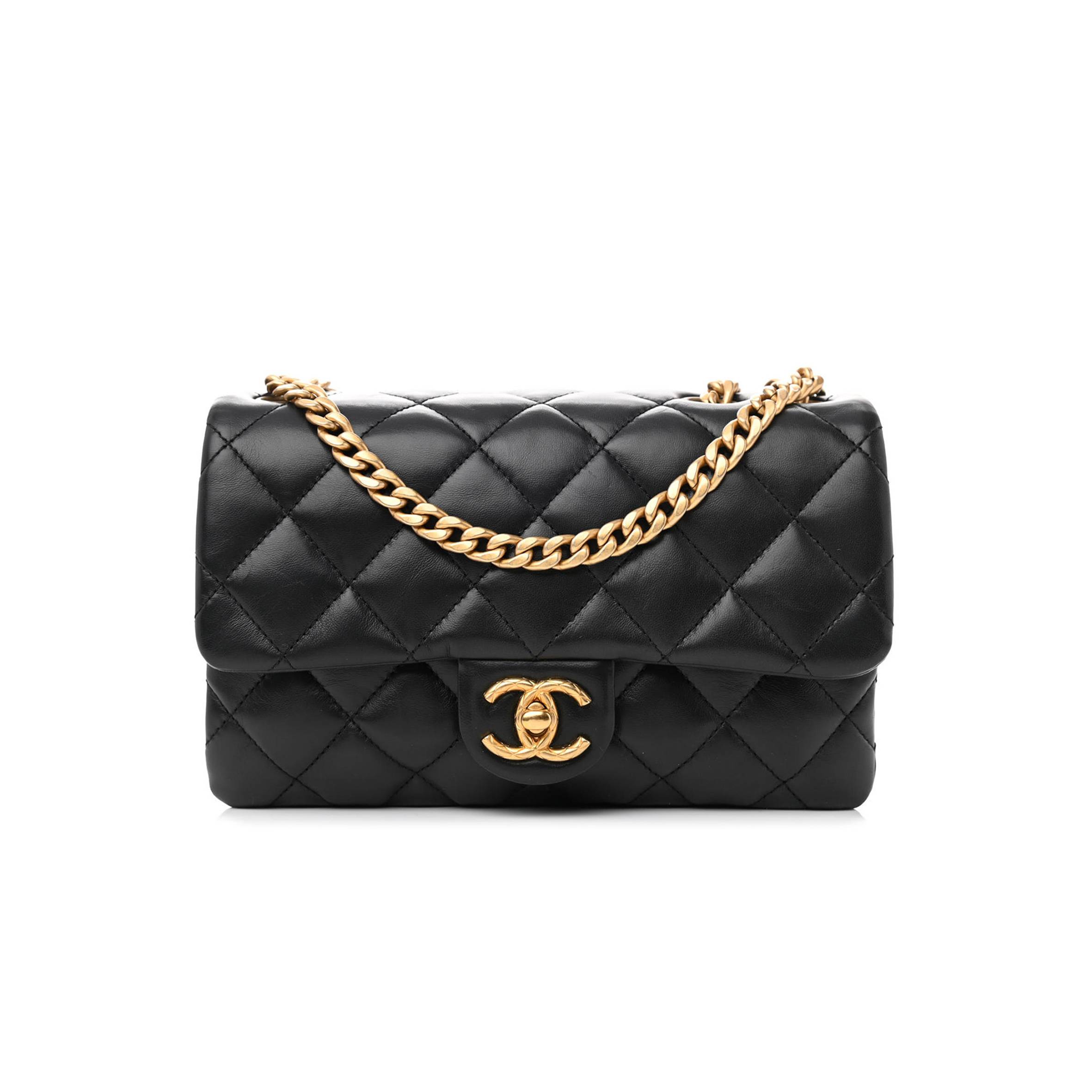CHANEL LAMBSKIN QUILTED SMALL PILLOW CRUSH FLAP BLACK GOLD HARDWARE (22*13*6cm) CHANEL LAMBSKIN QUILTED SMALL PILLOW CRUSH FLAP BLACK GOLD HARDWARE (22*13*6cm)