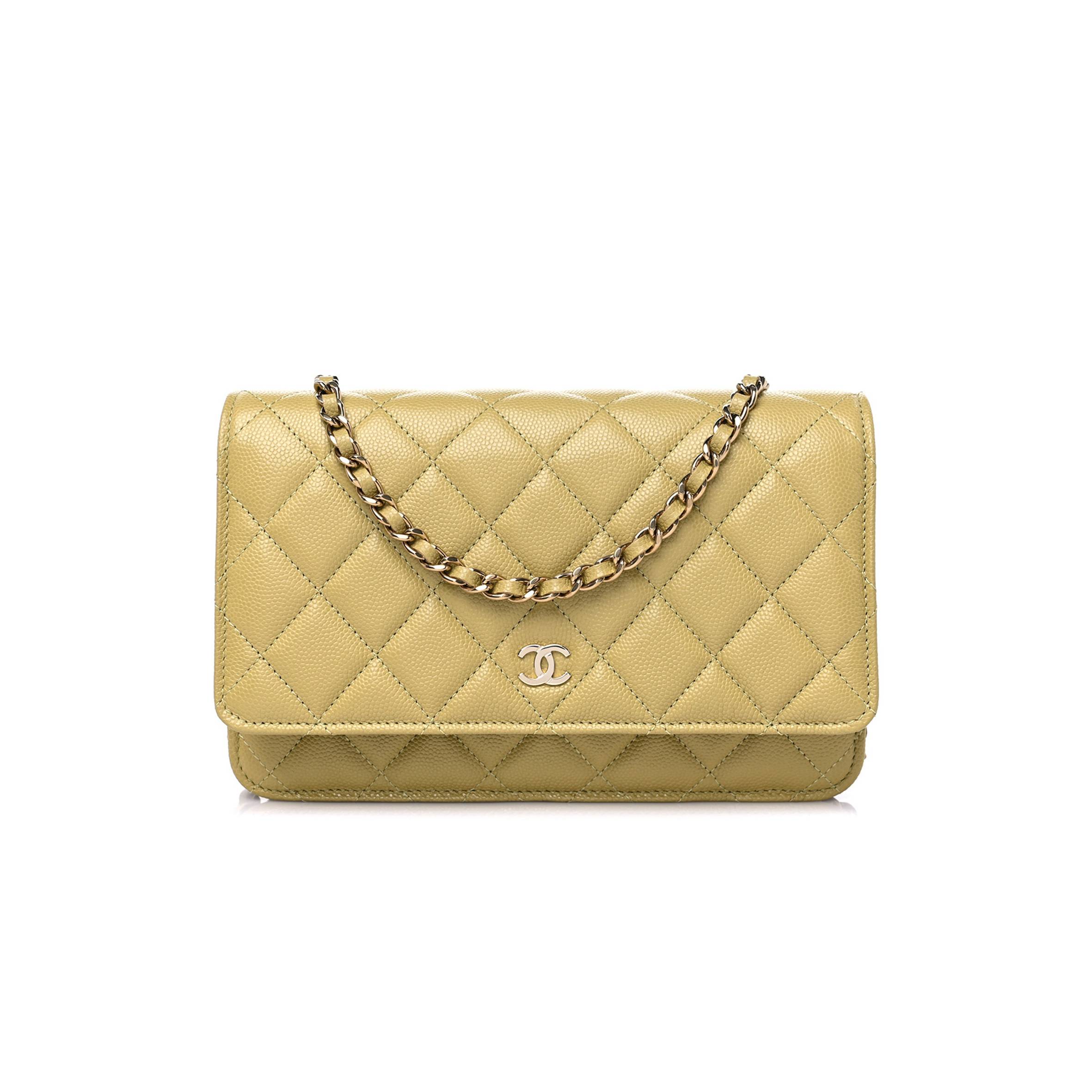 CHANEL CAVIAR QUILTED WALLET ON CHAIN WOC LIGHT GREEN ROSE GOLD HARDWARE (19*11*4cm) CHANEL CAVIAR QUILTED WALLET ON CHAIN WOC LIGHT GREEN ROSE GOLD HARDWARE (19*11*4cm)