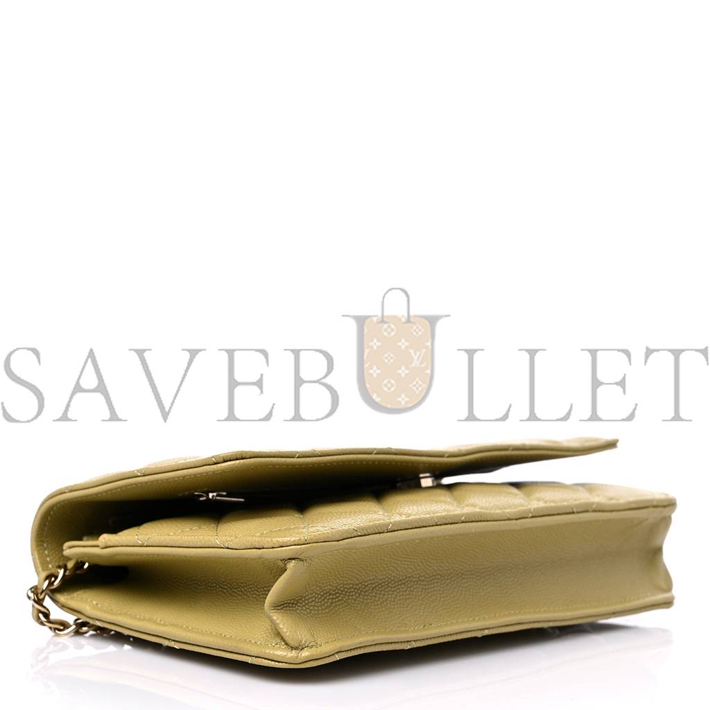 CHANEL CAVIAR QUILTED WALLET ON CHAIN WOC LIGHT GREEN ROSE GOLD HARDWARE (19*11*4cm) CHANEL CAVIAR QUILTED WALLET ON CHAIN WOC LIGHT GREEN ROSE GOLD HARDWARE (19*11*4cm)