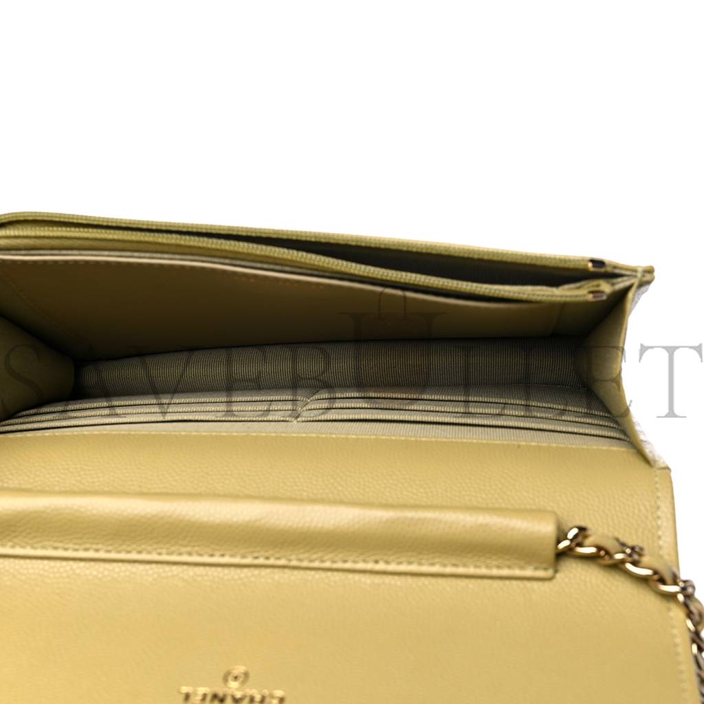 CHANEL CAVIAR QUILTED WALLET ON CHAIN WOC LIGHT GREEN ROSE GOLD HARDWARE (19*11*4cm) CHANEL CAVIAR QUILTED WALLET ON CHAIN WOC LIGHT GREEN ROSE GOLD HARDWARE (19*11*4cm)