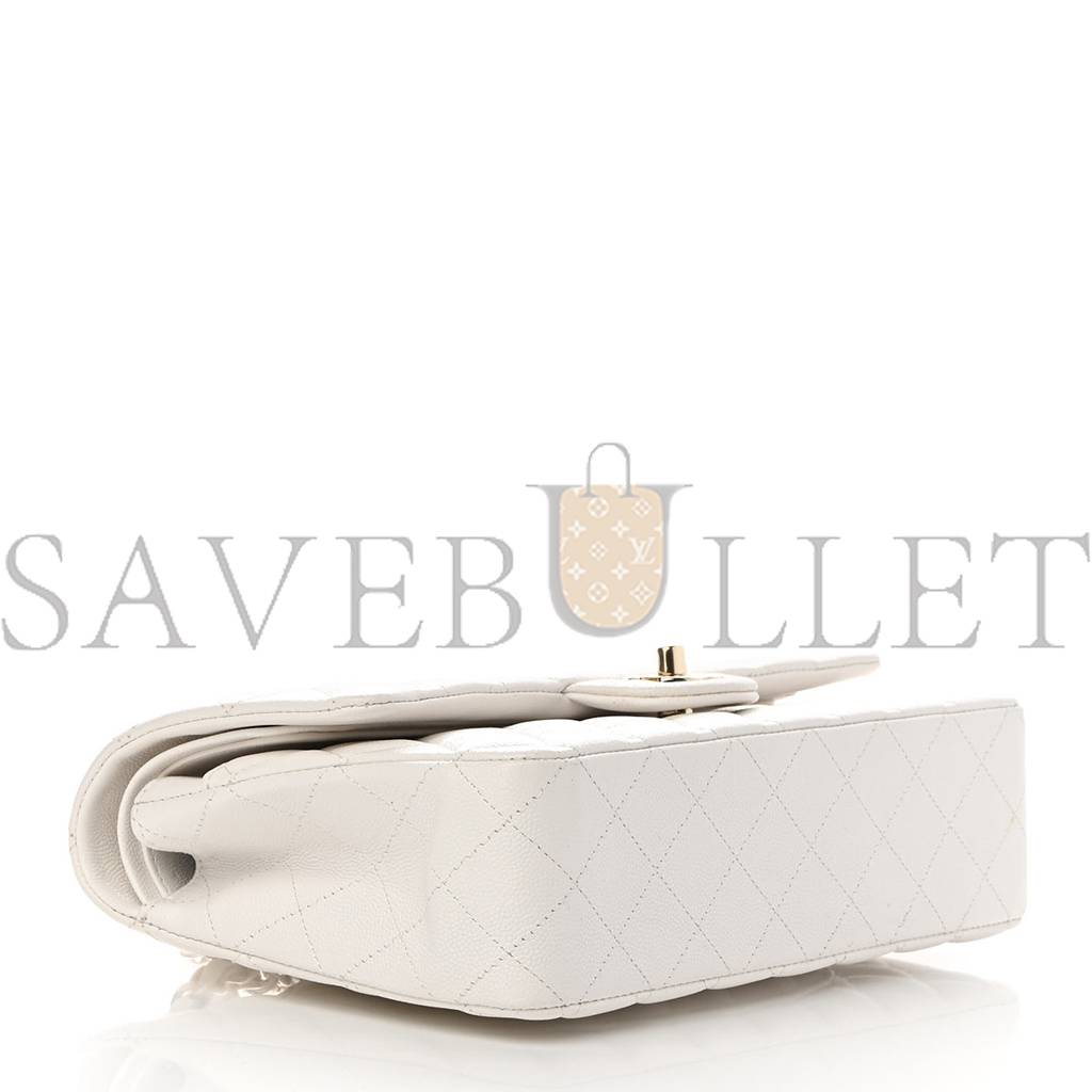 CHANEL CAVIAR QUILTED MEDIUM DOUBLE FLAP WHITE ROSE GOLD HARDWARE (25*15*6cm) CHANEL CAVIAR QUILTED MEDIUM DOUBLE FLAP WHITE ROSE GOLD HARDWARE (25*15*6cm)