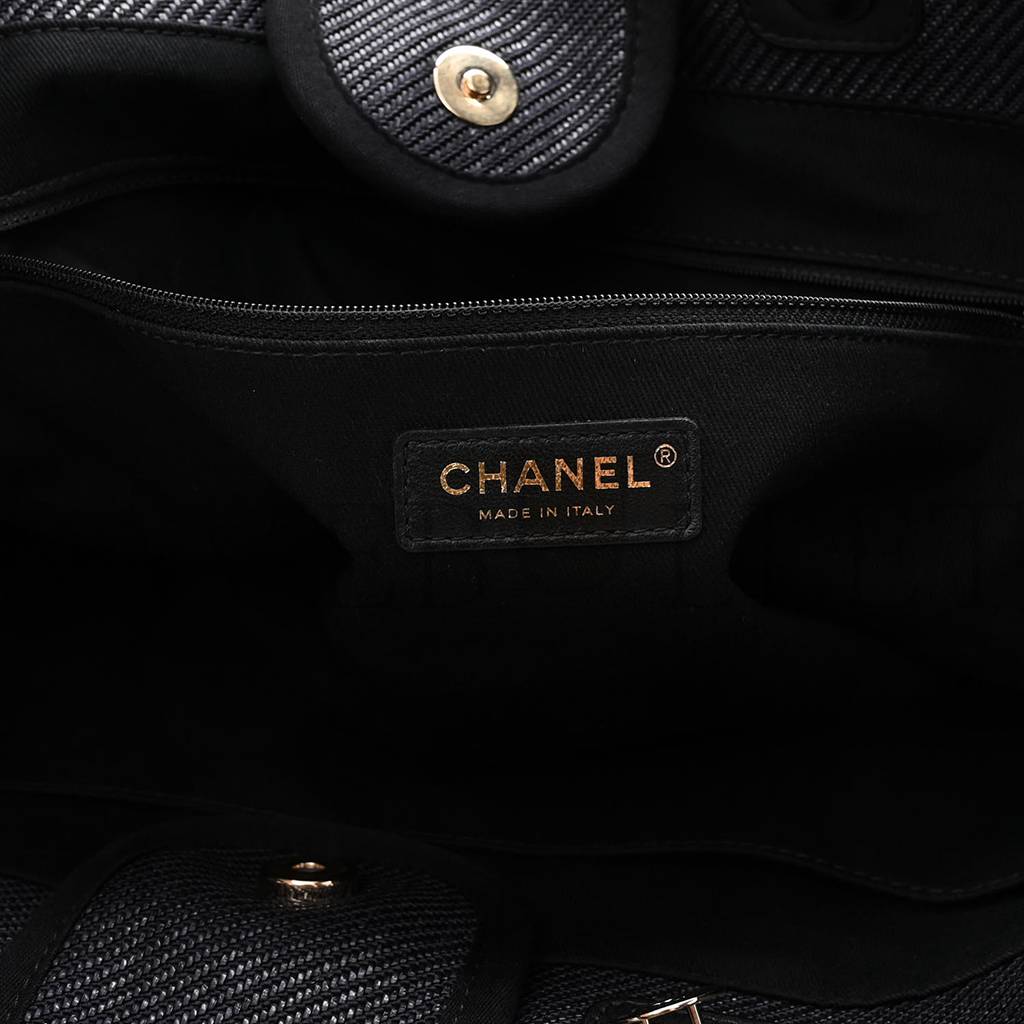 CHANEL MIXED FIBERS CALFSKIN MEDIUM DEAUVILLE TOTE BLUE (38*30*20cm) CHANEL MIXED FIBERS CALFSKIN MEDIUM DEAUVILLE TOTE BLUE (38*30*20cm)