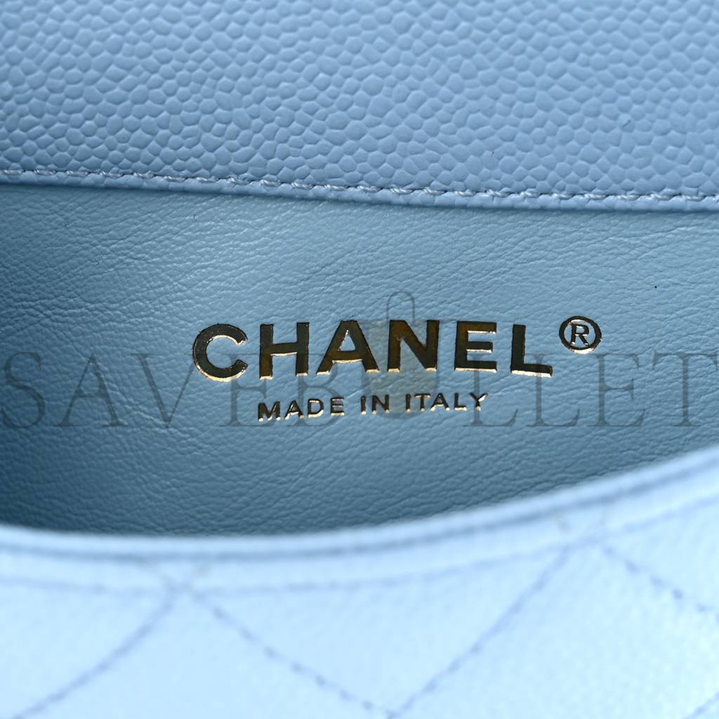 CHANEL SHINY CAVIAR PICK ME UP FLAP BELT BAG LIGHT BLUE GOLD HARDWARE (17*13*3cm) CHANEL SHINY CAVIAR PICK ME UP FLAP BELT BAG LIGHT BLUE GOLD HARDWARE (17*13*3cm)
