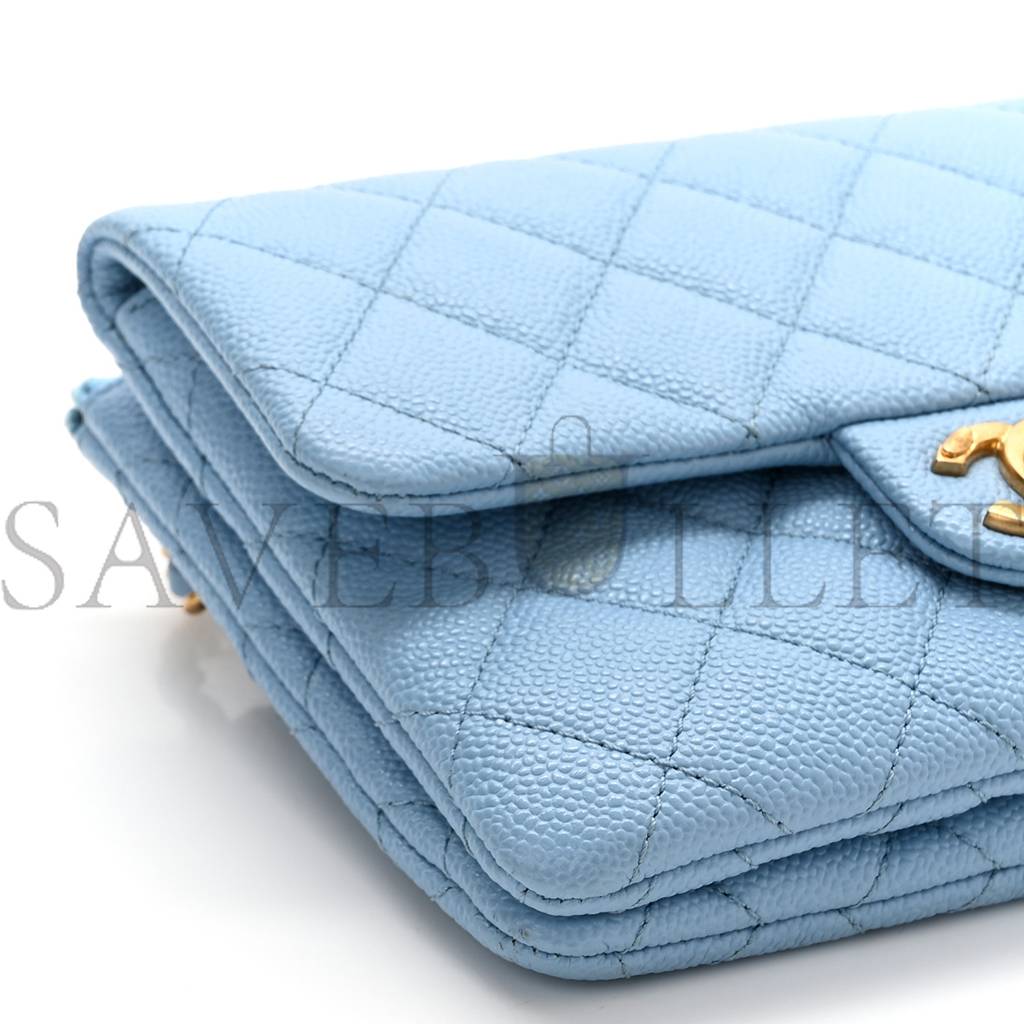 CHANEL SHINY CAVIAR PICK ME UP FLAP BELT BAG LIGHT BLUE GOLD HARDWARE (17*13*3cm) CHANEL SHINY CAVIAR PICK ME UP FLAP BELT BAG LIGHT BLUE GOLD HARDWARE (17*13*3cm)