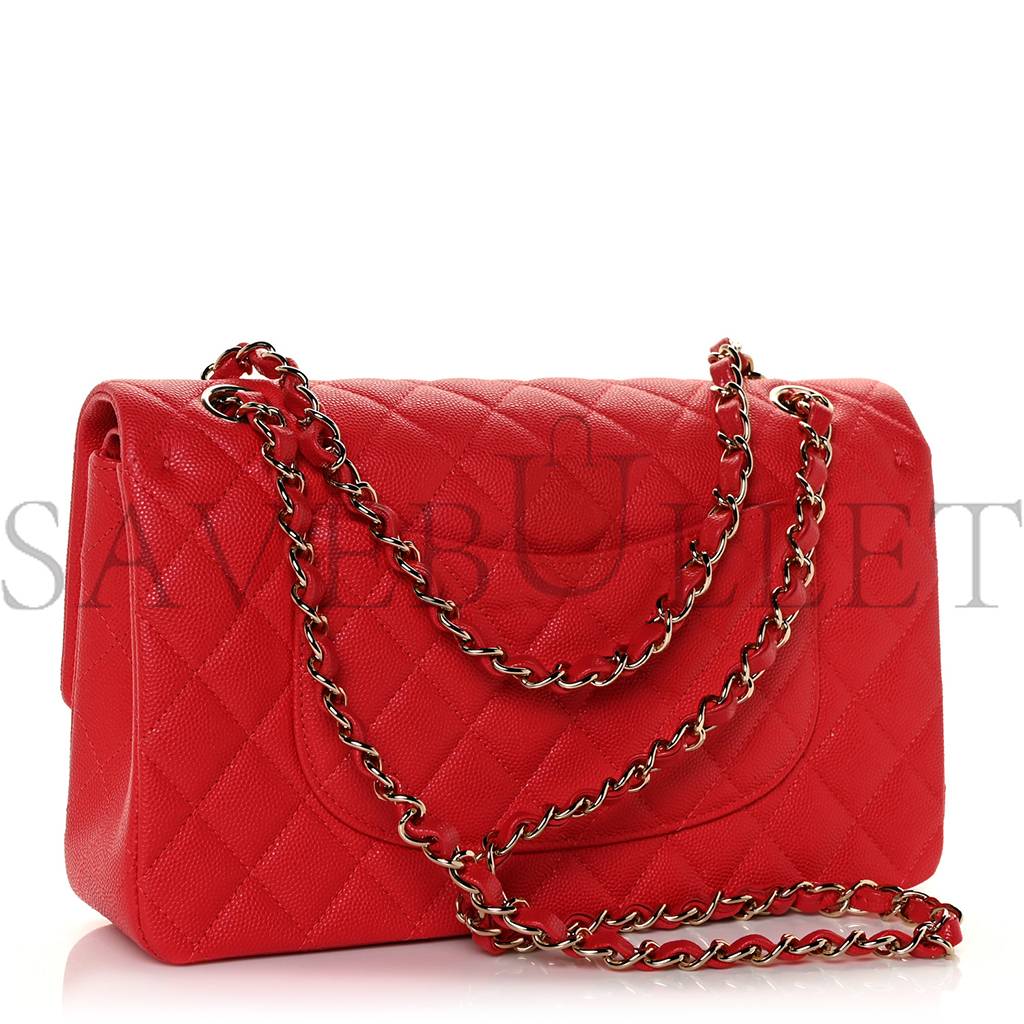 CHANEL CAVIAR QUILTED MEDIUM DOUBLE FLAP RED ROSE GOLD HARDWARE (25*15*6cm) CHANEL CAVIAR QUILTED MEDIUM DOUBLE FLAP RED ROSE GOLD HARDWARE (25*15*6cm)