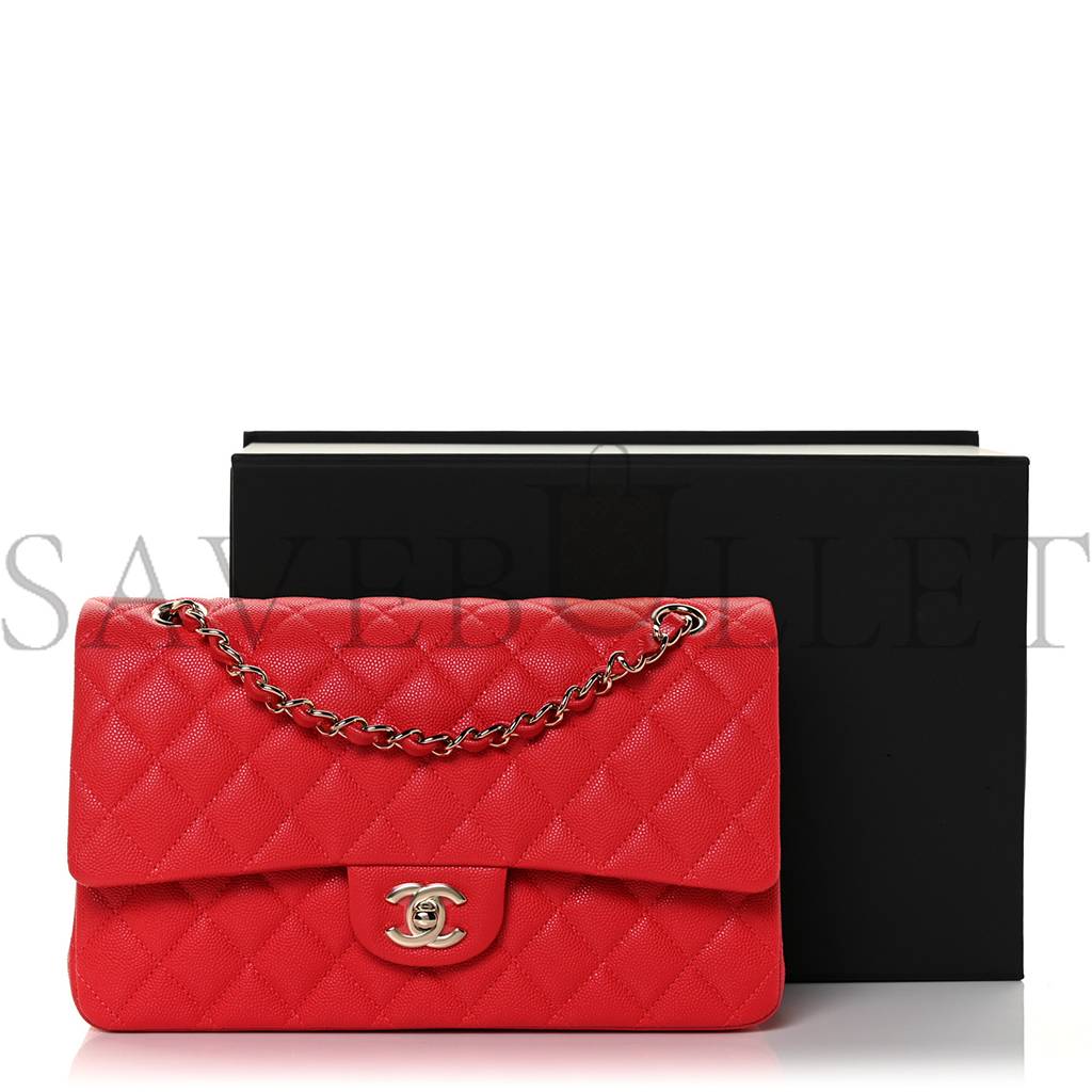 CHANEL CAVIAR QUILTED MEDIUM DOUBLE FLAP RED ROSE GOLD HARDWARE (25*15*6cm) CHANEL CAVIAR QUILTED MEDIUM DOUBLE FLAP RED ROSE GOLD HARDWARE (25*15*6cm)