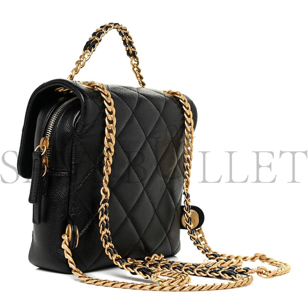 CHANEL CAVIAR QUILTED MULTI CHAIN BACKPACK BLACK (18*18*6cm) CHANEL CAVIAR QUILTED MULTI CHAIN BACKPACK BLACK (18*18*6cm)