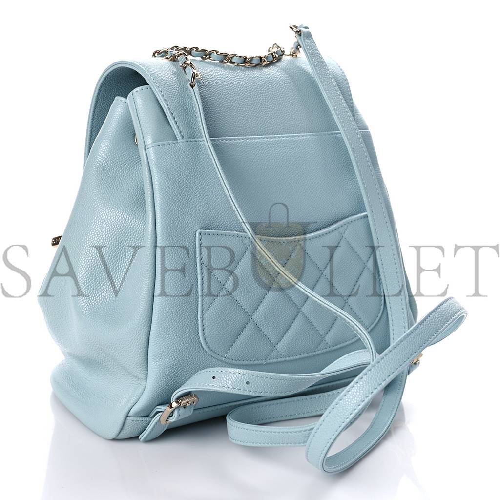 CHANEL CAVIAR QUILTED BUSINESS AFFINITY BACKPACK LIGHT BLUE (24*23*13cm) CHANEL CAVIAR QUILTED BUSINESS AFFINITY BACKPACK LIGHT BLUE (24*23*13cm)