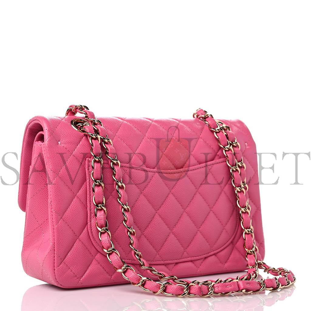 CHANEL CAVIAR QUILTED SMALL DOUBLE FLAP PINK GOLD HARDWARE (22*15*6cm) CHANEL CAVIAR QUILTED SMALL DOUBLE FLAP PINK GOLD HARDWARE (22*15*6cm)
