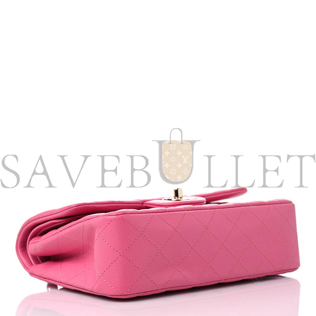 CHANEL CAVIAR QUILTED SMALL DOUBLE FLAP PINK GOLD HARDWARE (22*15*6cm) CHANEL CAVIAR QUILTED SMALL DOUBLE FLAP PINK GOLD HARDWARE (22*15*6cm)