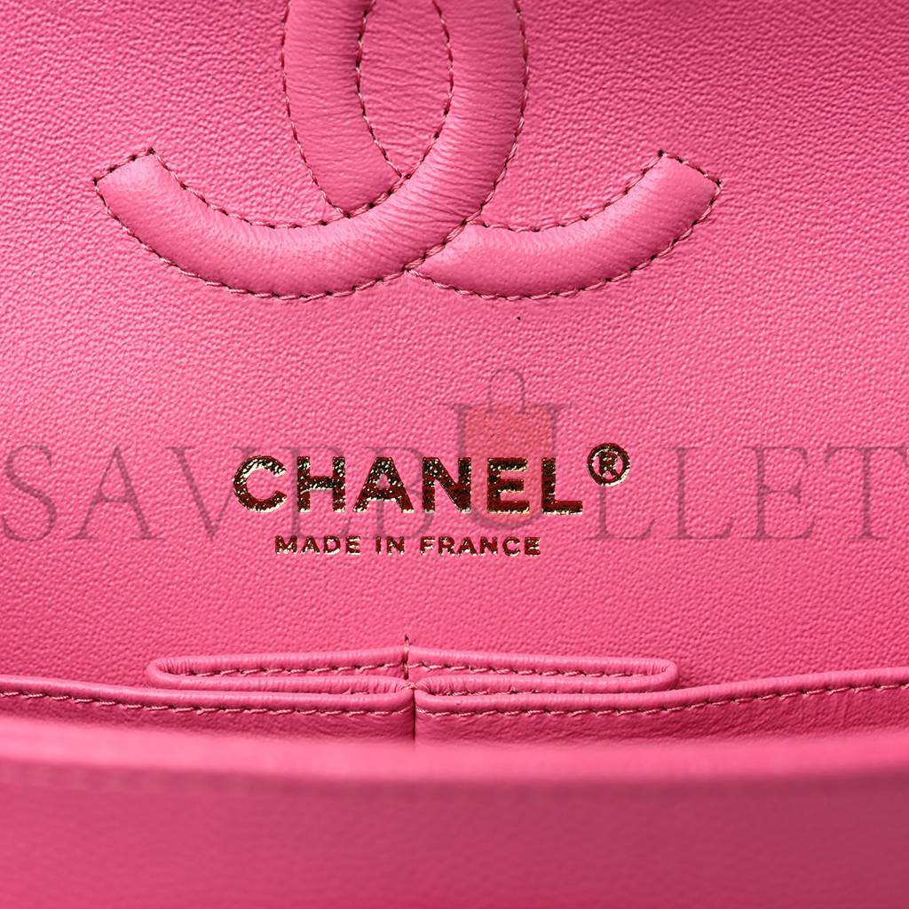CHANEL CAVIAR QUILTED SMALL DOUBLE FLAP PINK GOLD HARDWARE (22*15*6cm) CHANEL CAVIAR QUILTED SMALL DOUBLE FLAP PINK GOLD HARDWARE (22*15*6cm)