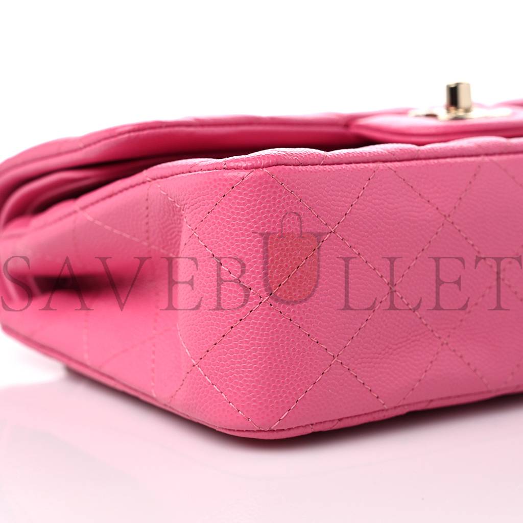 CHANEL CAVIAR QUILTED SMALL DOUBLE FLAP PINK GOLD HARDWARE (22*15*6cm) CHANEL CAVIAR QUILTED SMALL DOUBLE FLAP PINK GOLD HARDWARE (22*15*6cm)