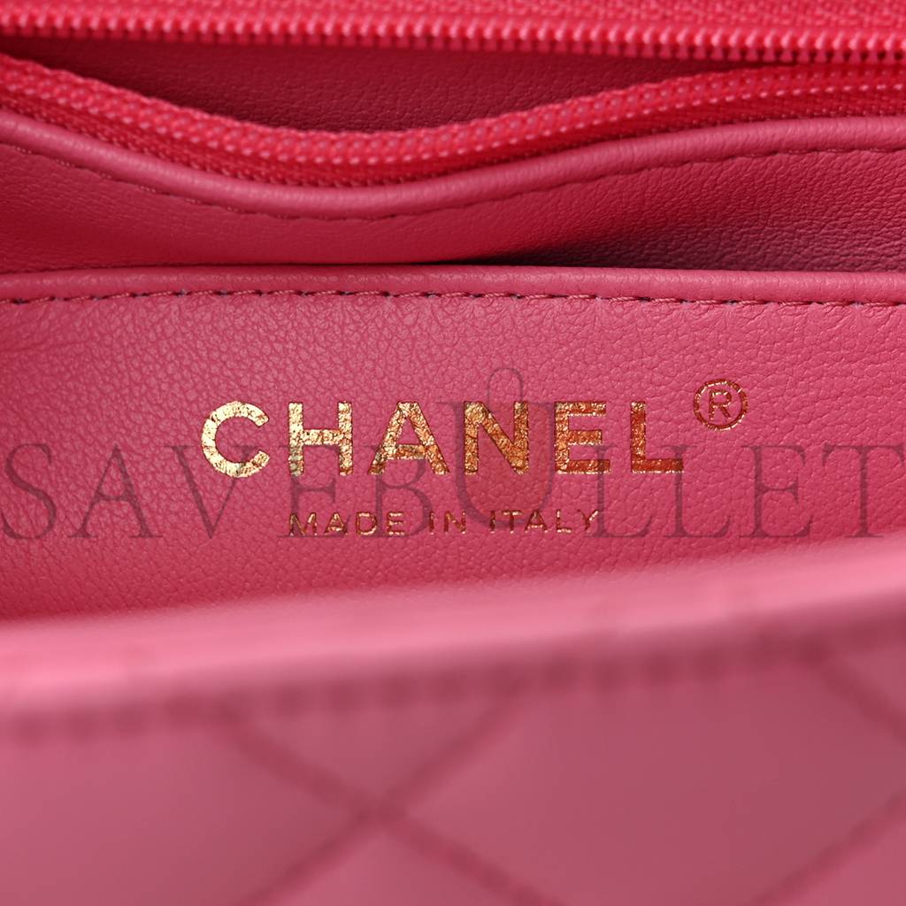 CHANEL LAMBSKIN QUILTED MINI TOP HANDLE RECTANGULAR FLAP PINK ROSE GOLD HARDWARE (20*12*6cm) CHANEL LAMBSKIN QUILTED MINI TOP HANDLE RECTANGULAR FLAP PINK ROSE GOLD HARDWARE (20*12*6cm)