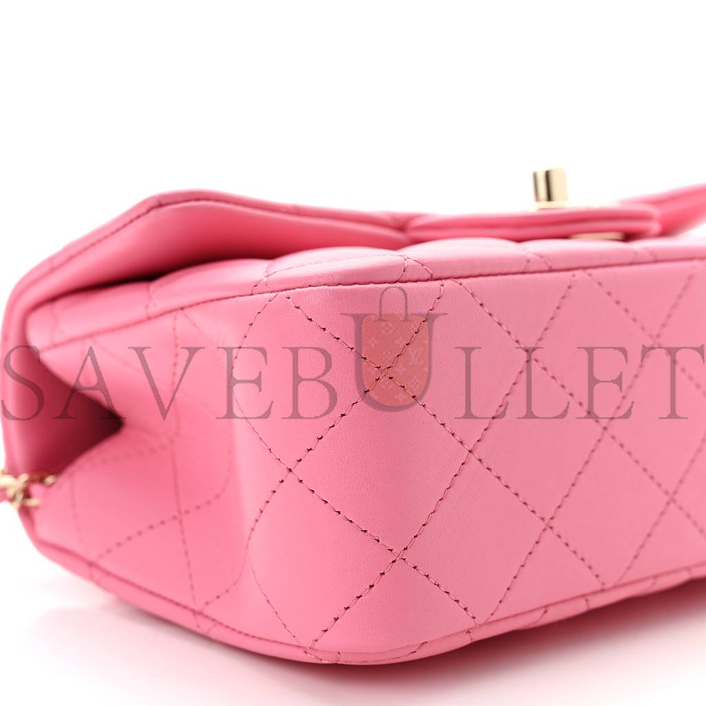 CHANEL LAMBSKIN QUILTED MINI TOP HANDLE RECTANGULAR FLAP PINK ROSE GOLD HARDWARE (20*12*6cm) CHANEL LAMBSKIN QUILTED MINI TOP HANDLE RECTANGULAR FLAP PINK ROSE GOLD HARDWARE (20*12*6cm)