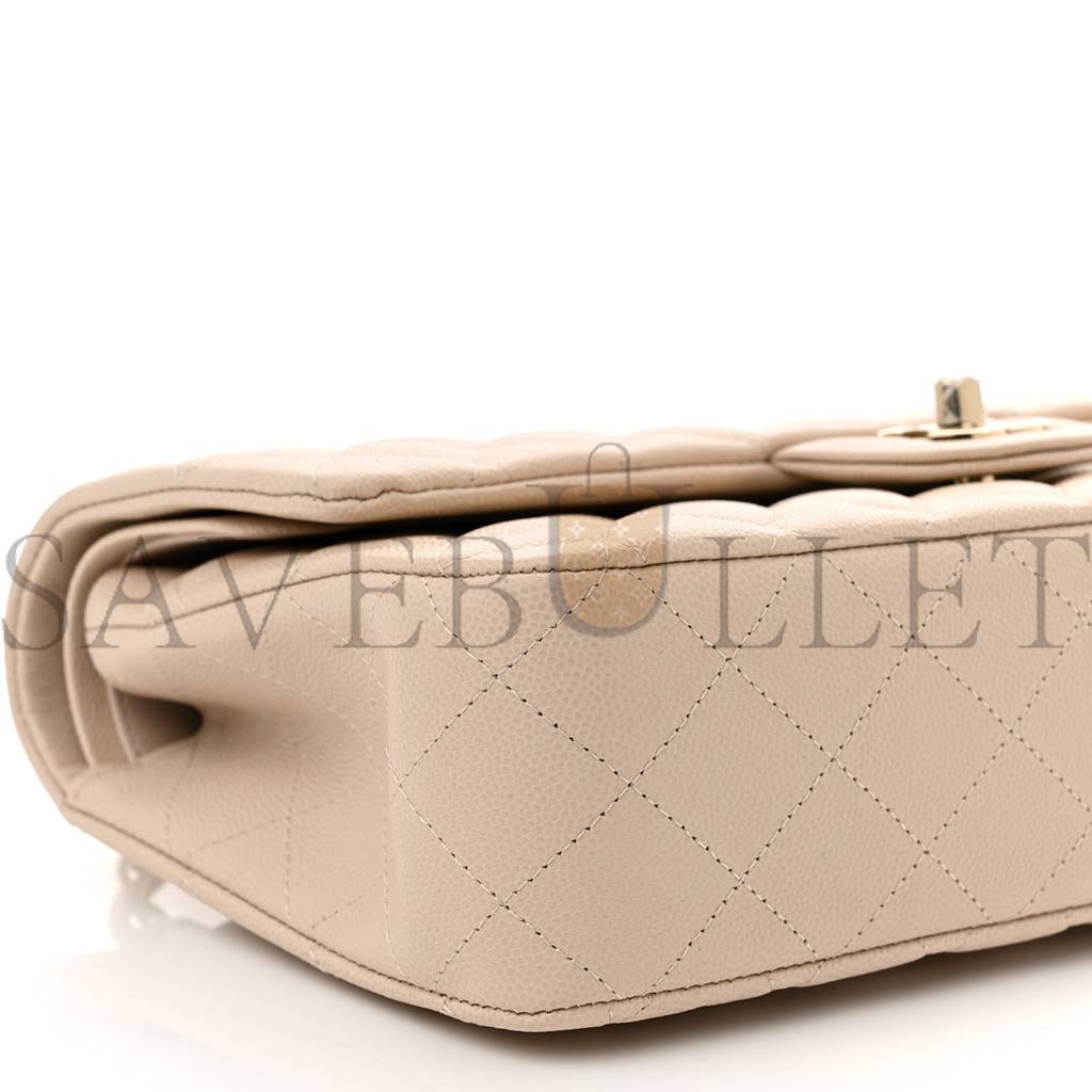 CHANEL CAVIAR QUILTED MEDIUM DOUBLE FLAP LIGHT BEIGE GOLD HARDWARE (25*15*6cm) CHANEL CAVIAR QUILTED MEDIUM DOUBLE FLAP LIGHT BEIGE GOLD HARDWARE (25*15*6cm)